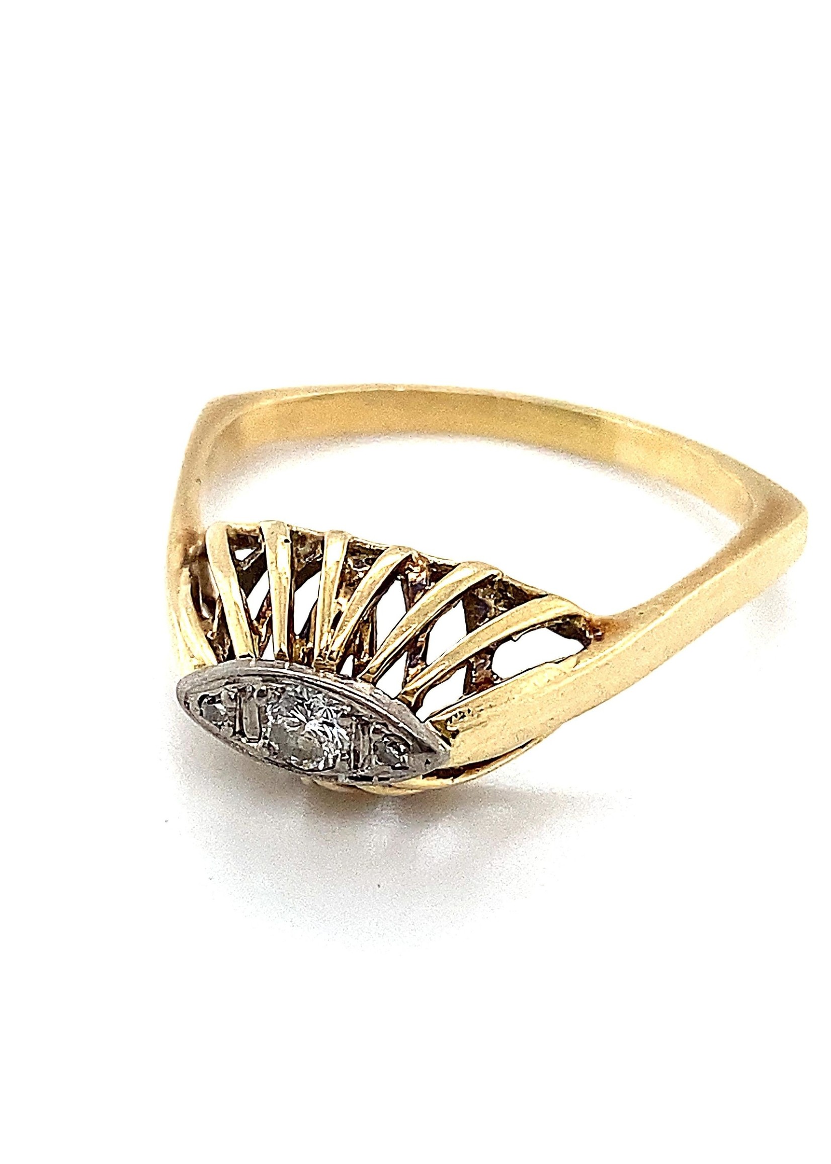 Vintage & Occasion Occasion bicolor gouden ring met diamant 0.10ct