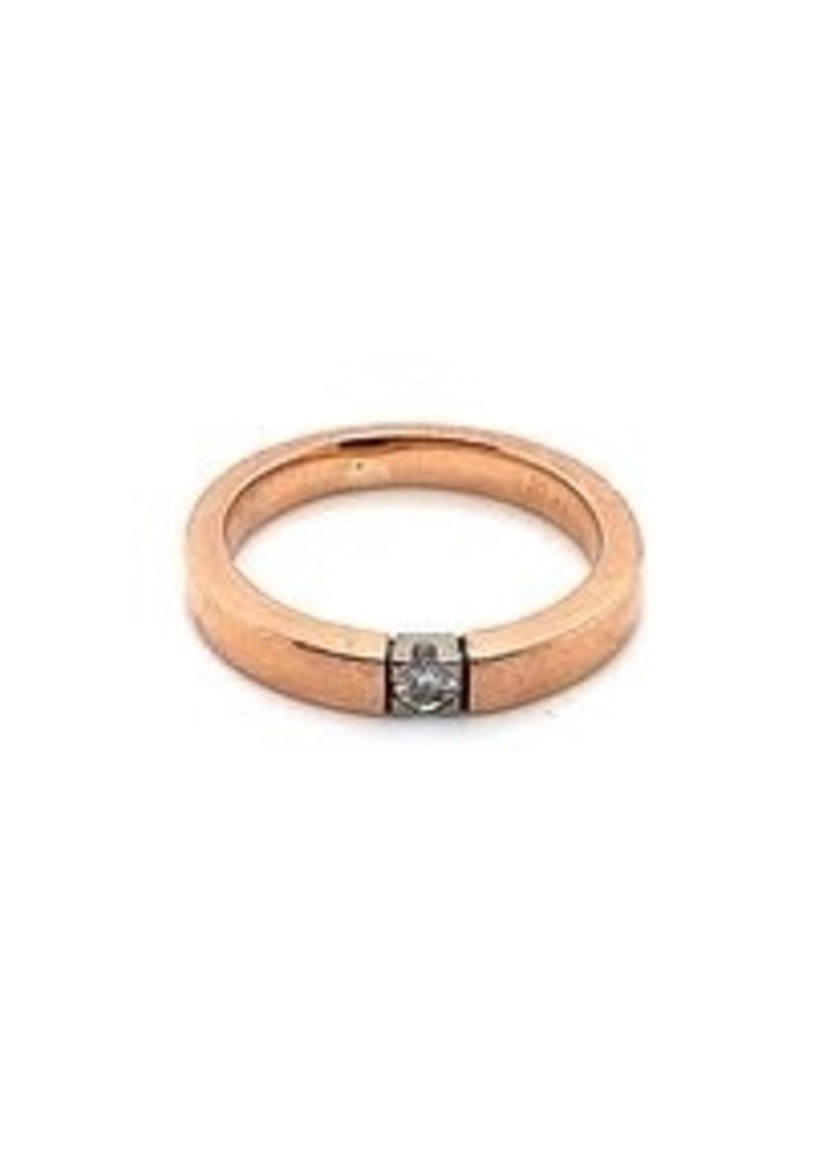 Vintage & Occasion Rosegouden solitair ring met briljant