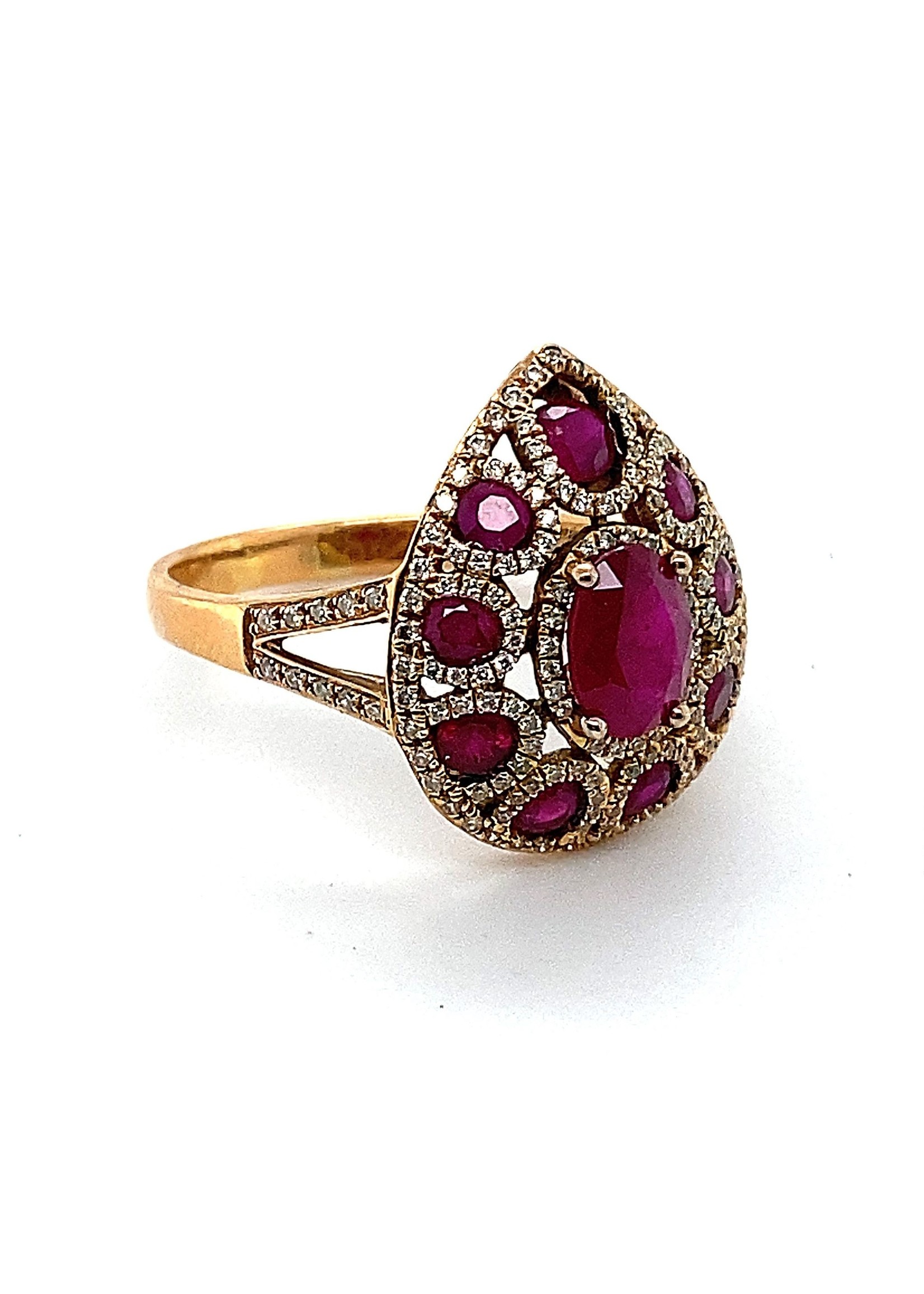 Vintage & Occasion ring rose goud  met robijn en briljant