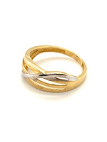 Vintage & Occasion Occasion bicolor gouden ring 14k – modern design maat 17.5