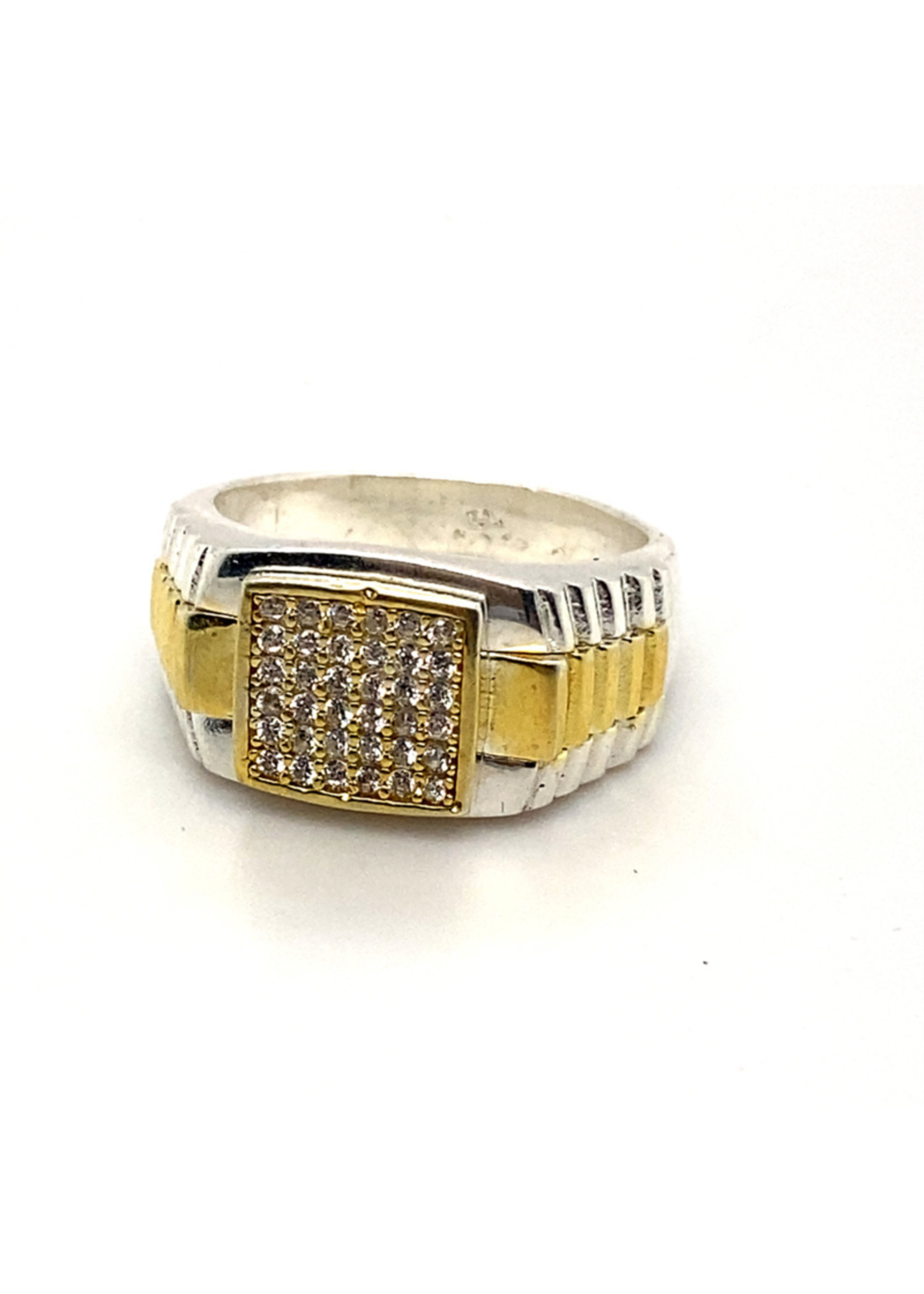 Vintage & Occasion Zilveren bicolor ring Crown Collectie