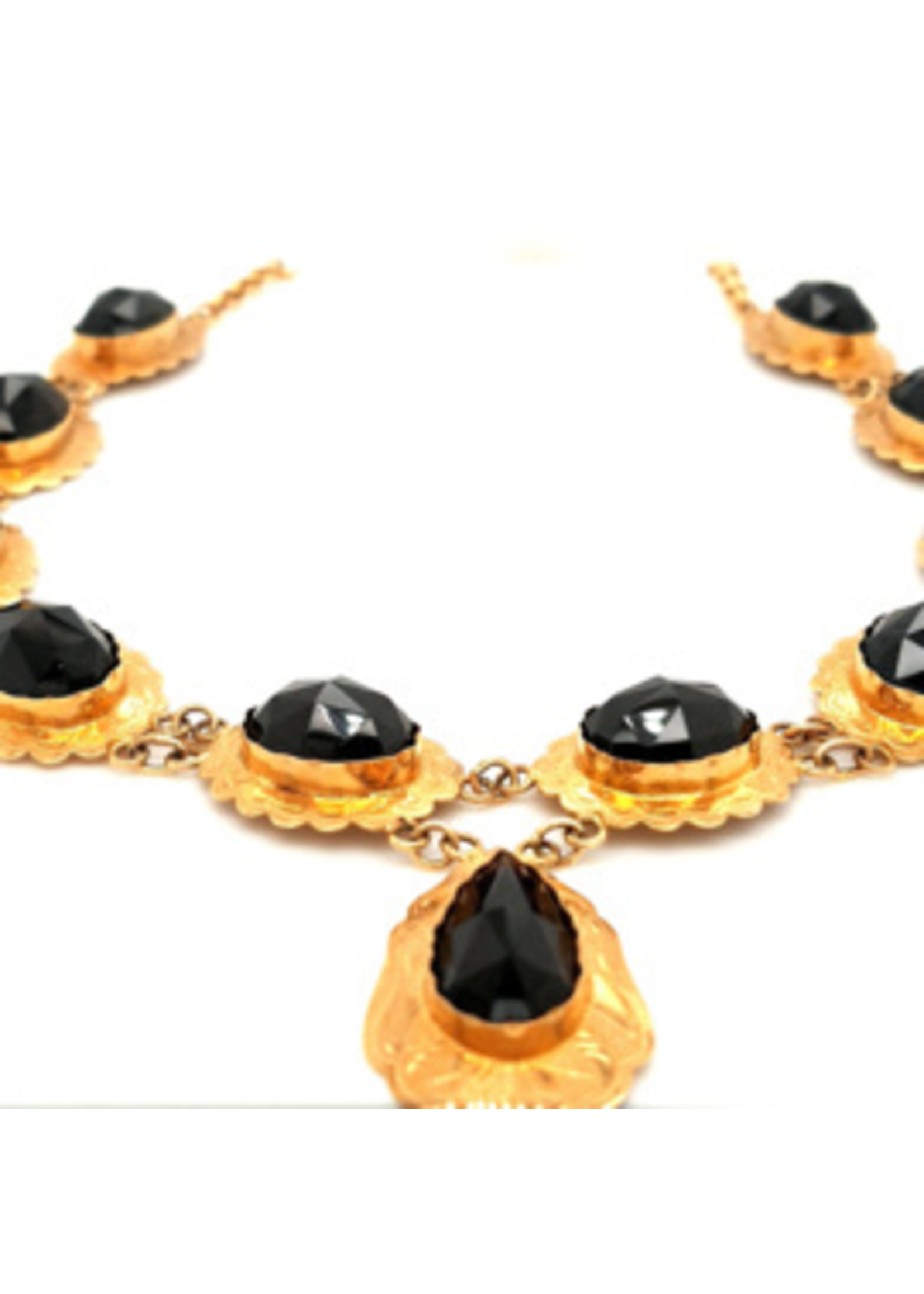 Vintage & Occasion Occasion gouden collier met ovaal en peer geslepen granaat