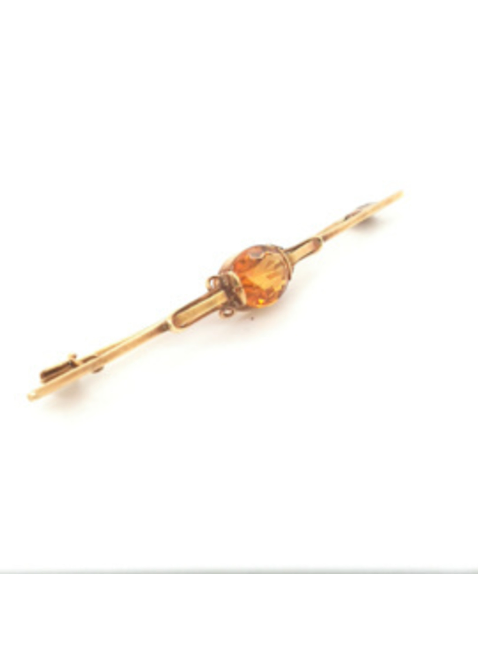 Vintage & Occasion Occasion gouden broche met een goudkleurige citrien