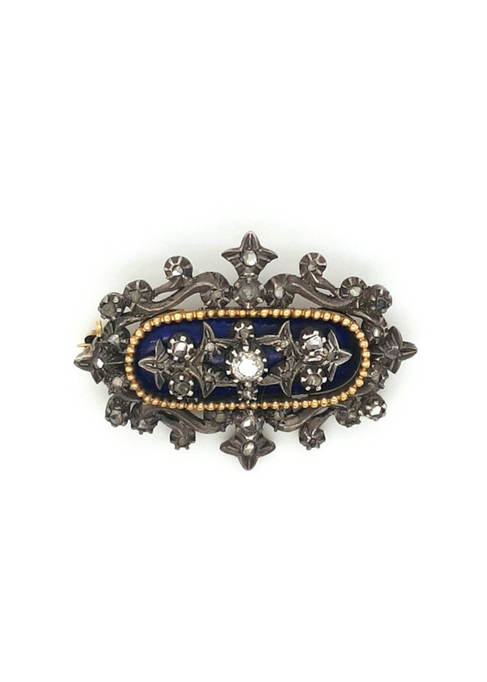 Vintage & Occasion Occasion Art Deco broche met goud, zilver en diamant