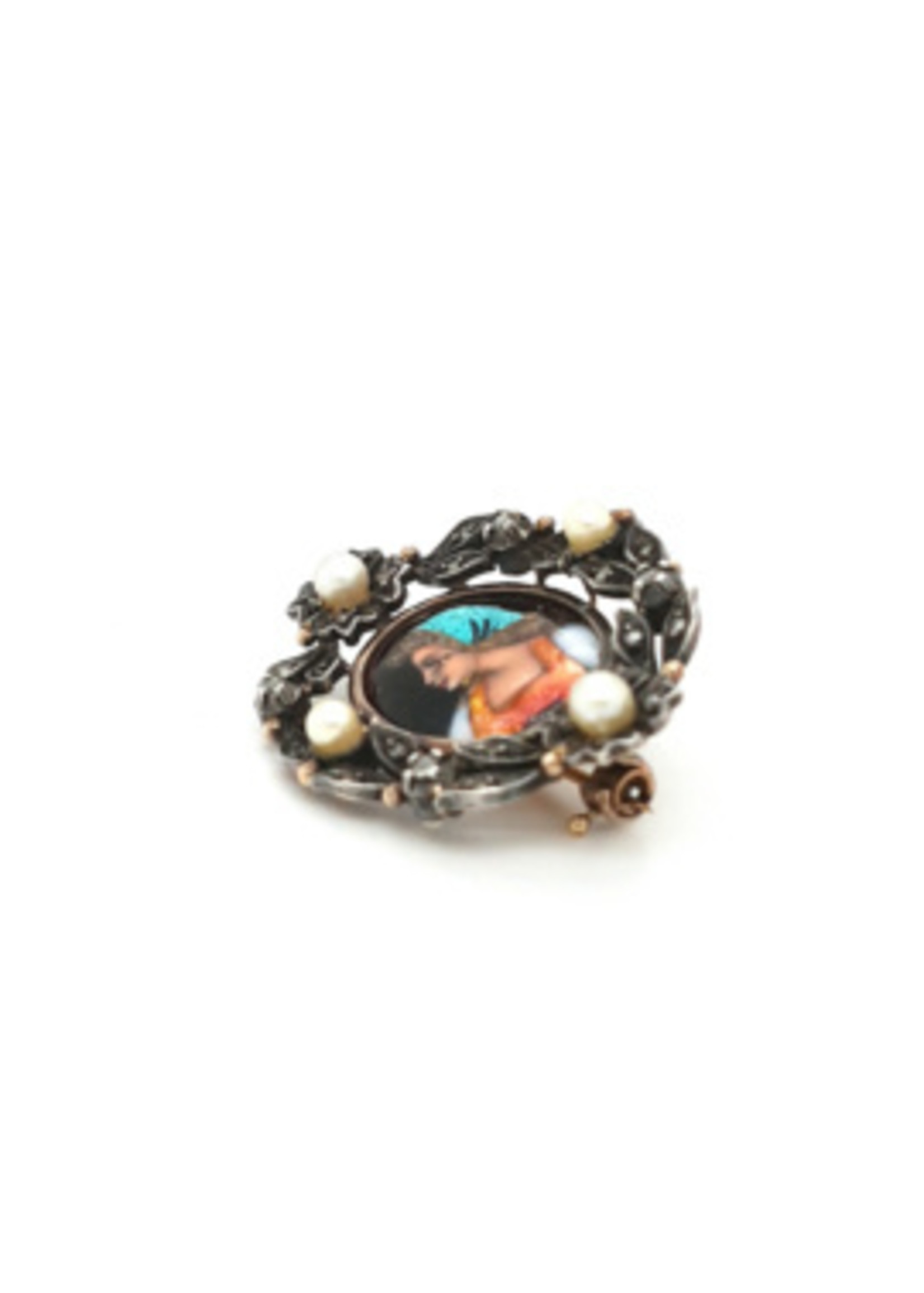 Vintage & Occasion Occasion antieke broche met roosdiamant en parel