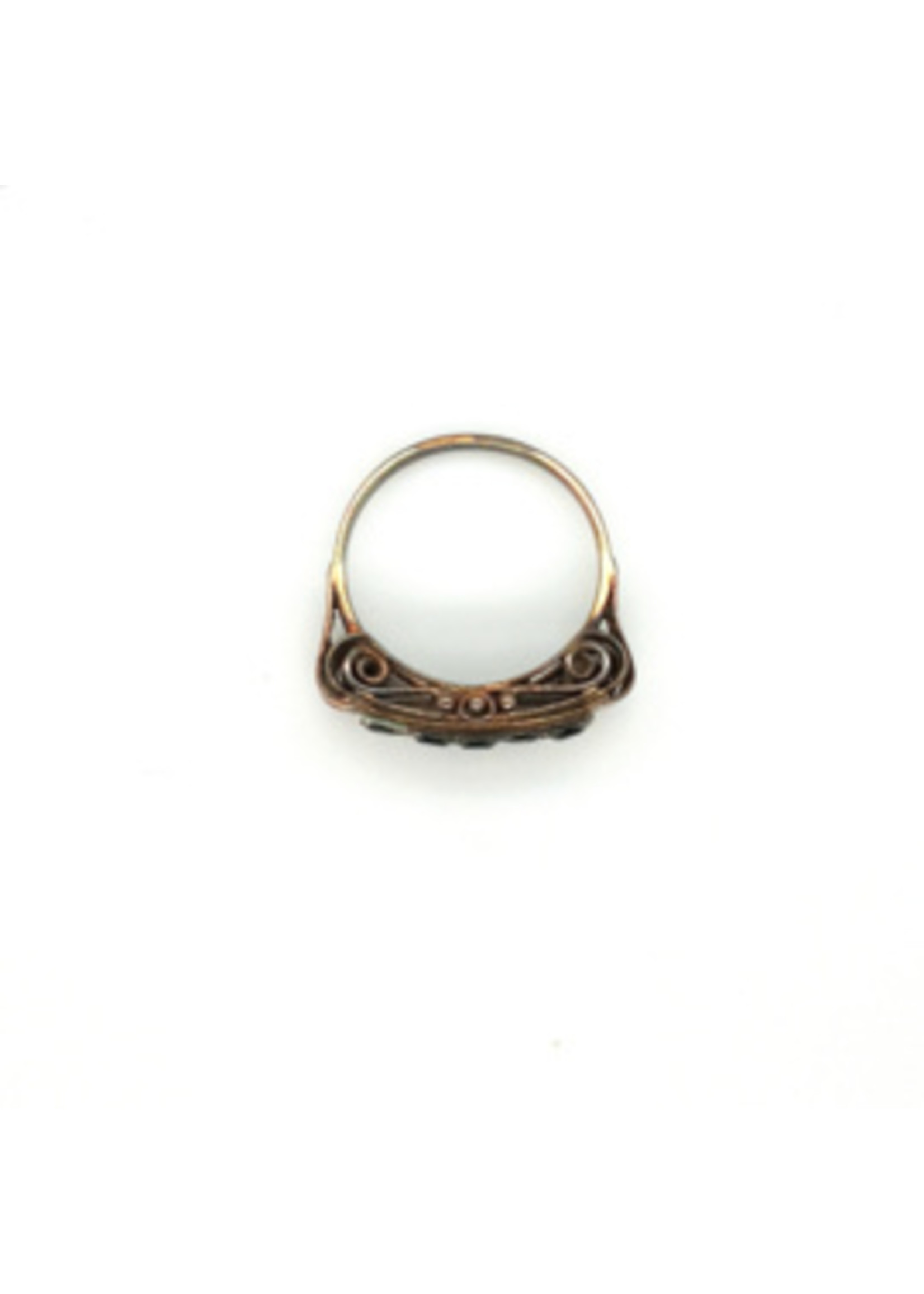 Vintage & Occasion Antieke 14k gouden ring met smaragd - maat 17.5