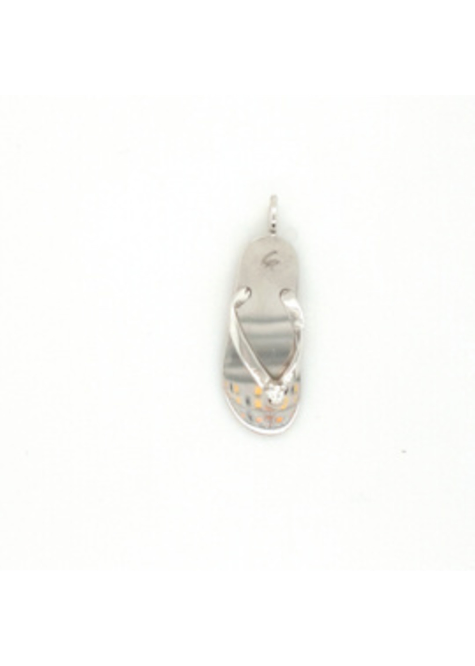 Vintage & Occasion Vintage & Occasion witgouden hanger slipper met briljantje