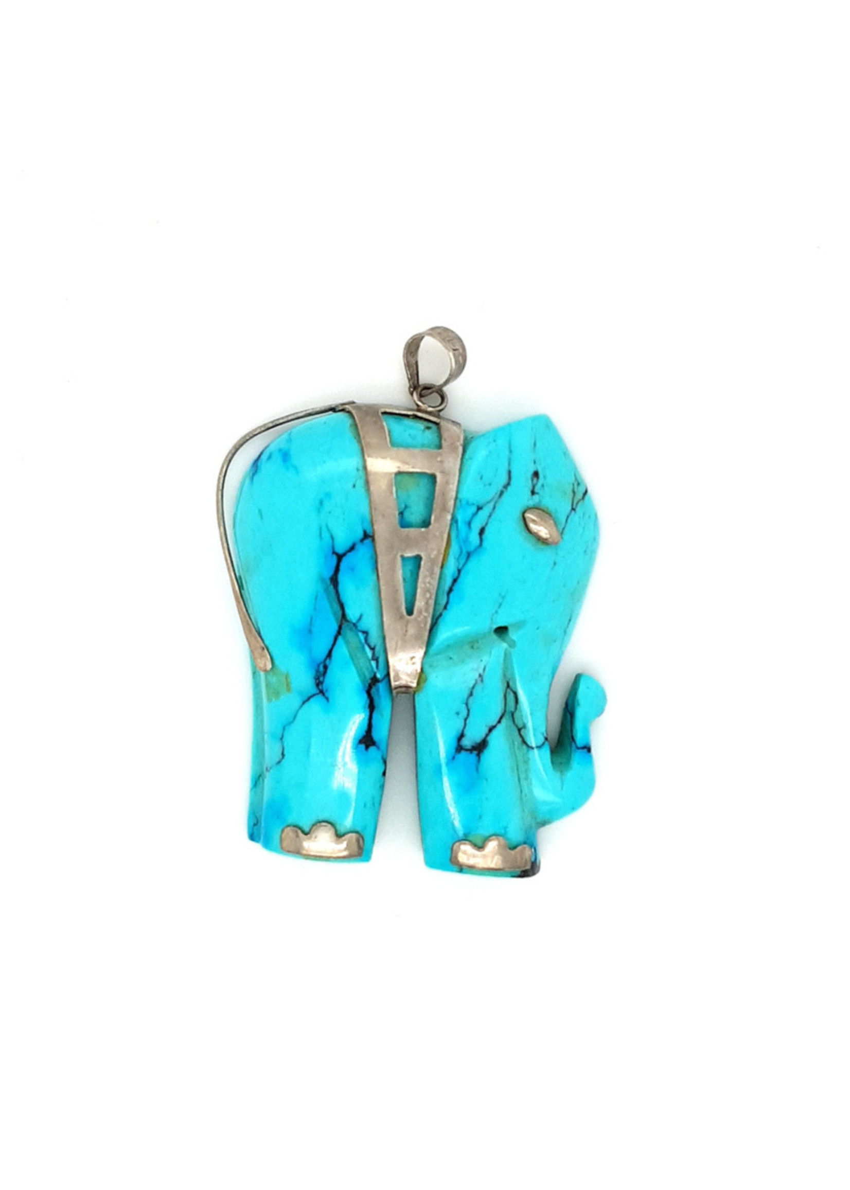 Vintage & Occasion Occasion olifant hanger van turkoois