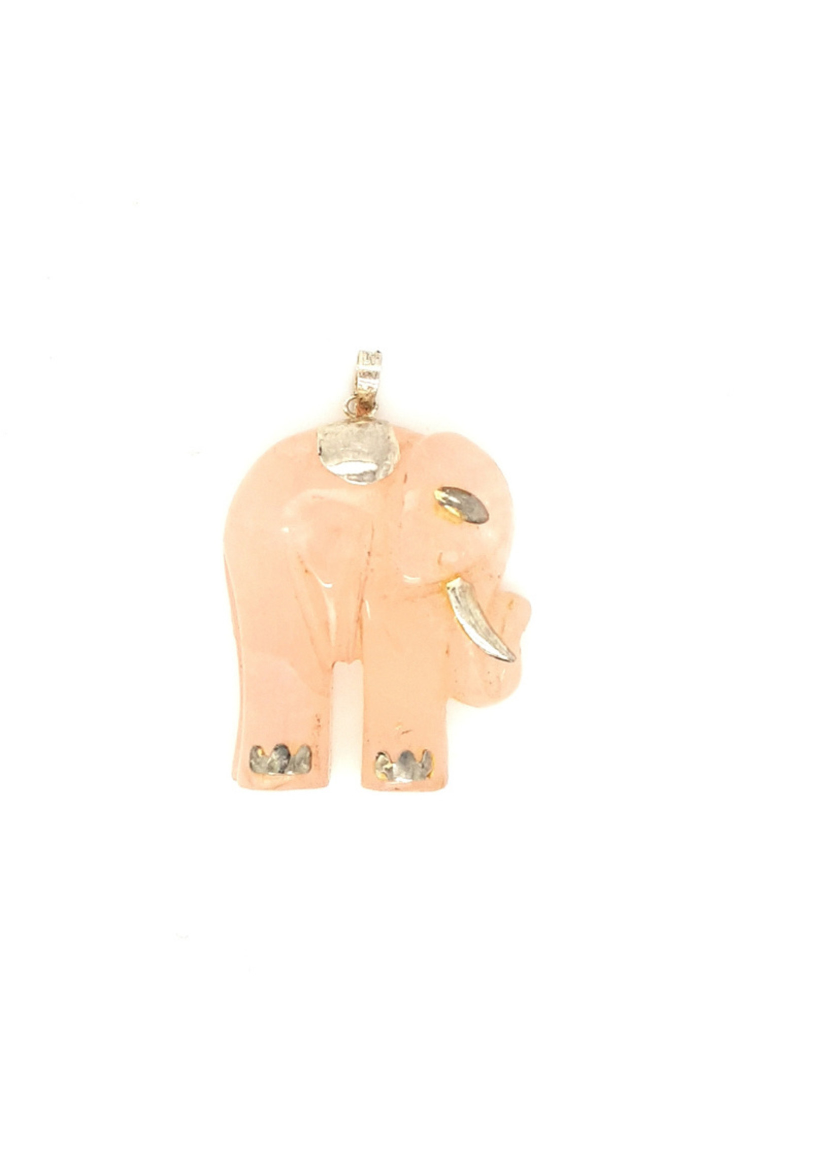 Vintage & Occasion Occasion olifant hanger van rozenkwarts