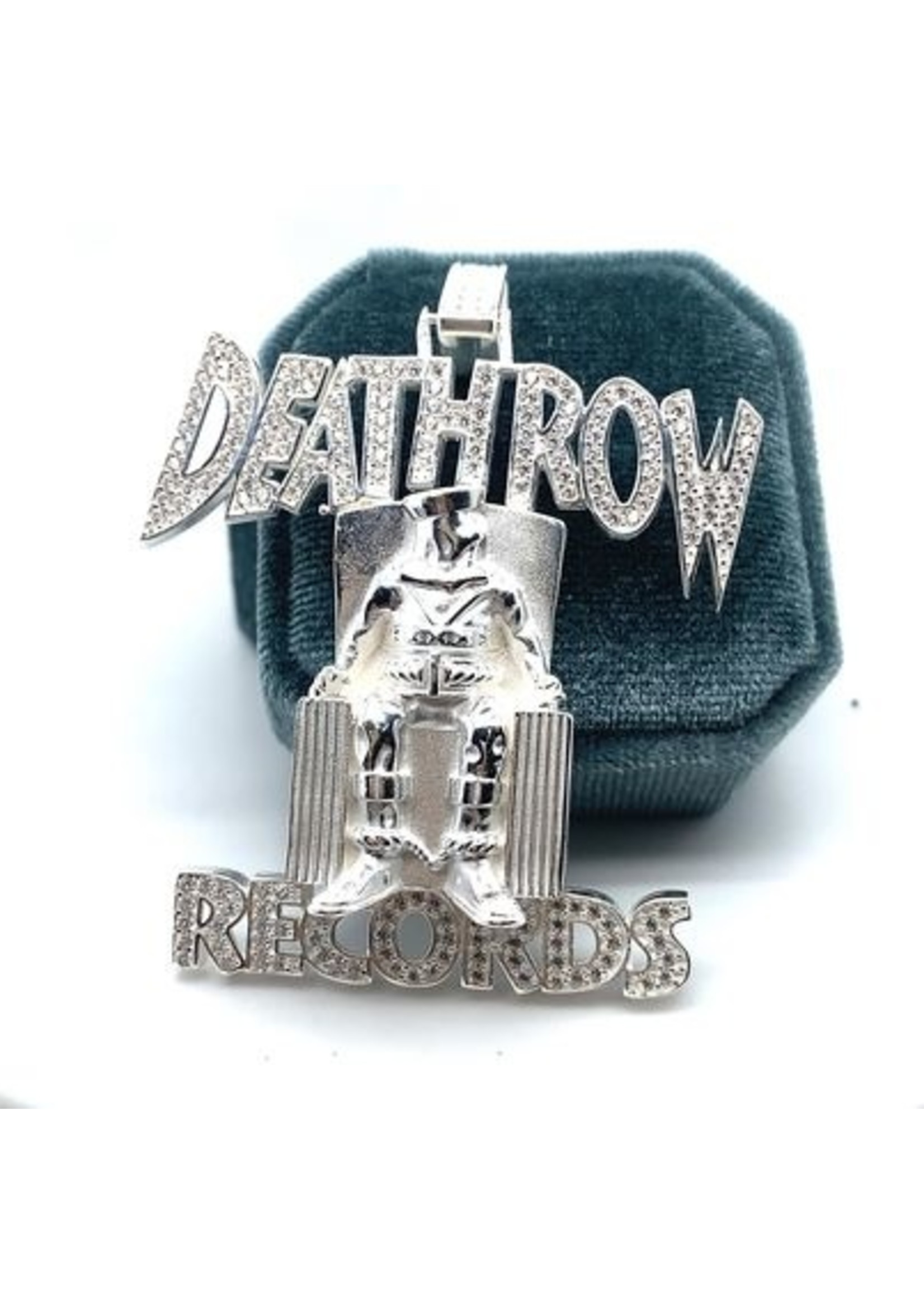 Vintage & Occasion Zilveren hanger Deathrow Records met zirkonia's