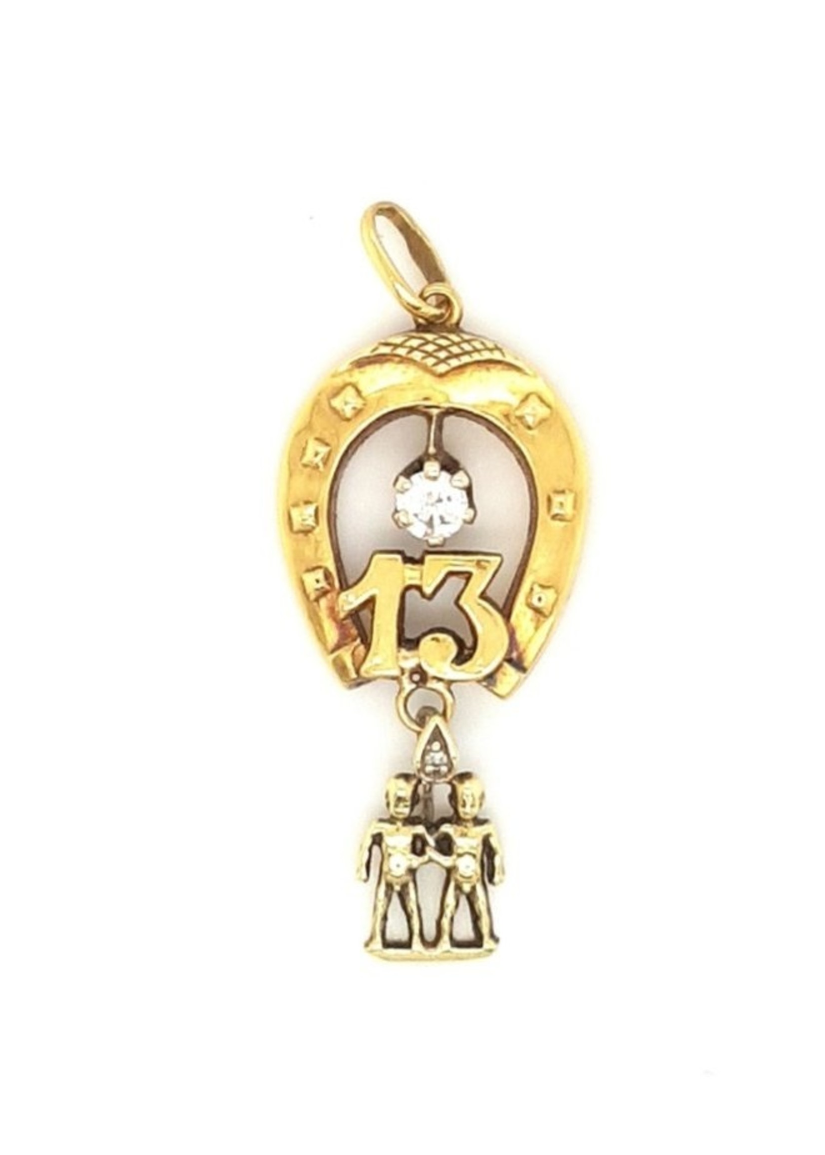 Vintage & Occasion Vintage & Occasion hanger met hoefijzer, getal 13 en diamant 0.15ct