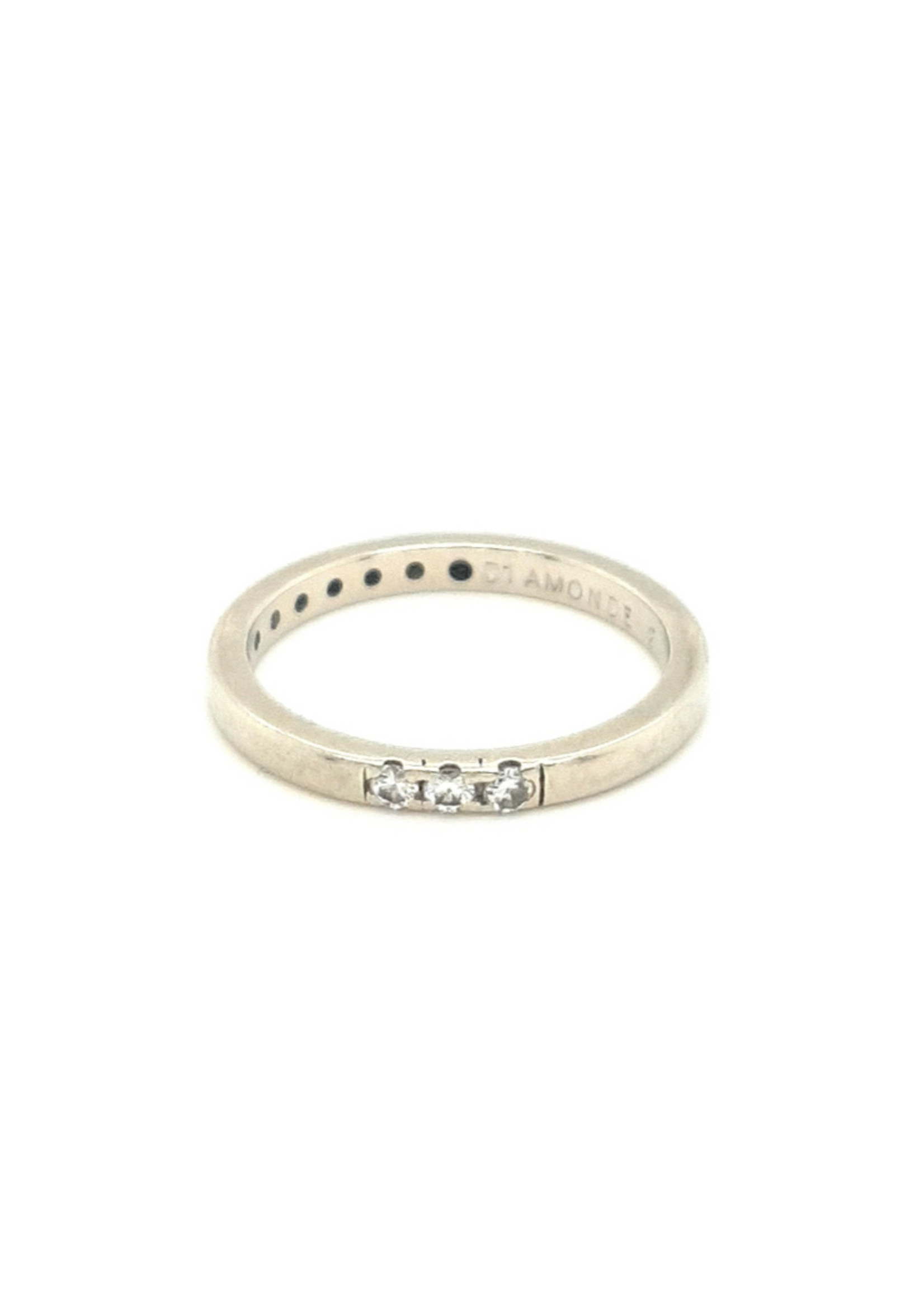 Vintage & Occasion Occasion Diamonde witgouden rij ring met 3 diamanten 0.09ct SI F