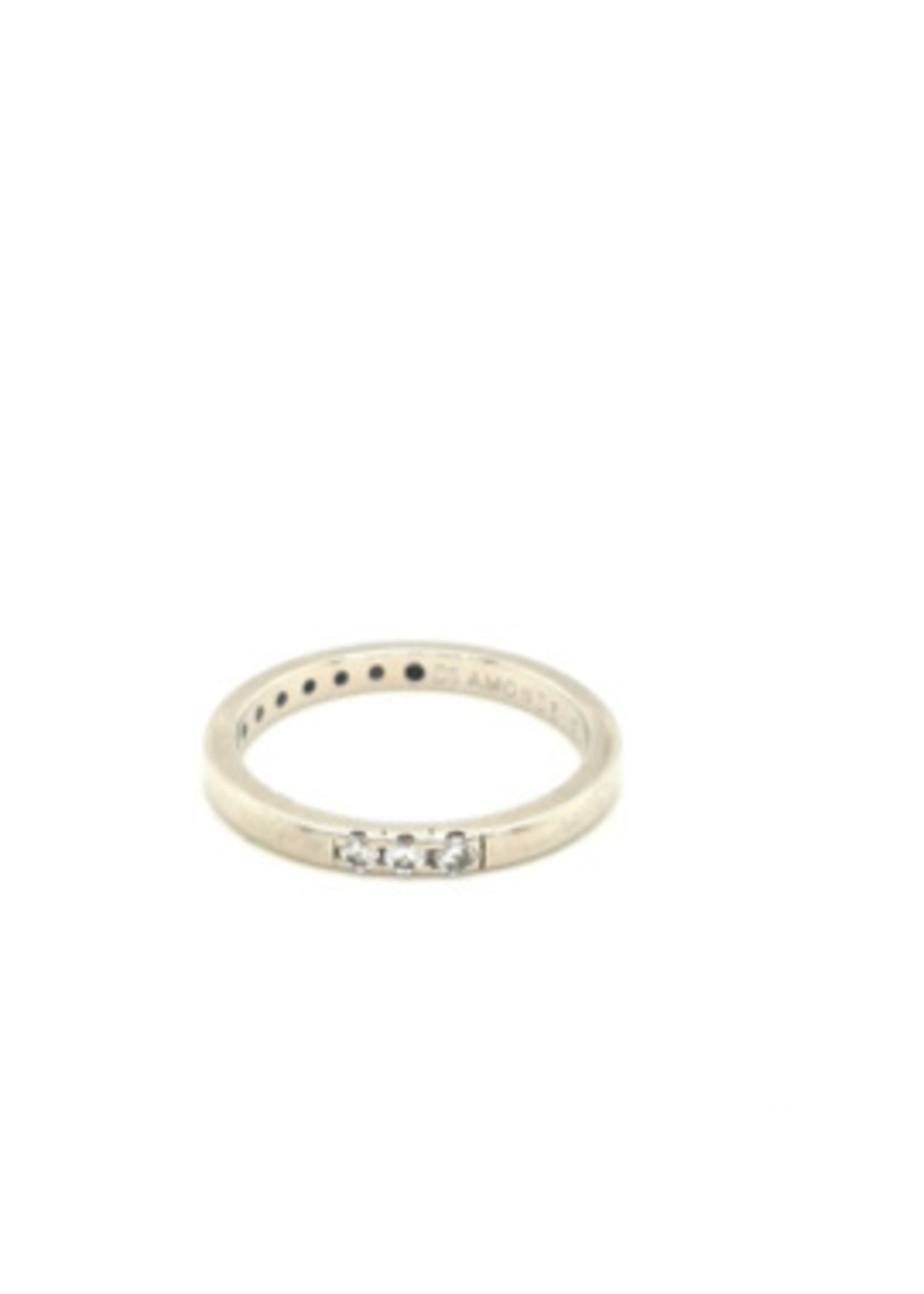 Vintage & Occasion Occasion Diamonde witgouden rij ring met 3 diamanten 0.09ct SI F