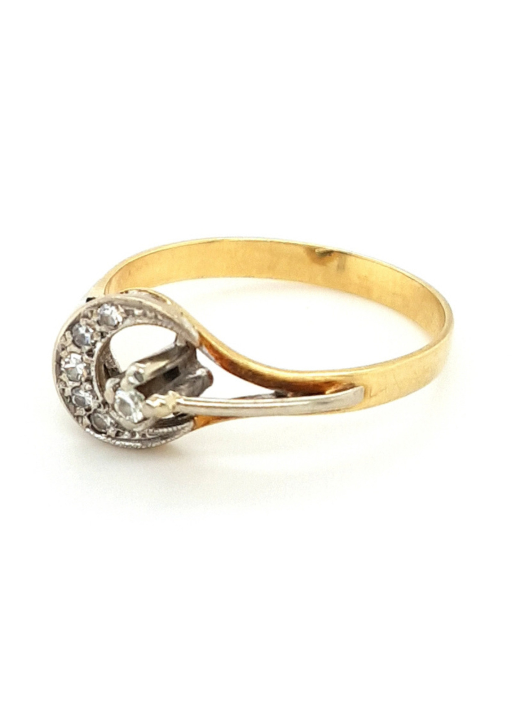 Vintage & Occasion Occasion gouden fantasie ring met 6 diamanten, 0.12ct SI - F