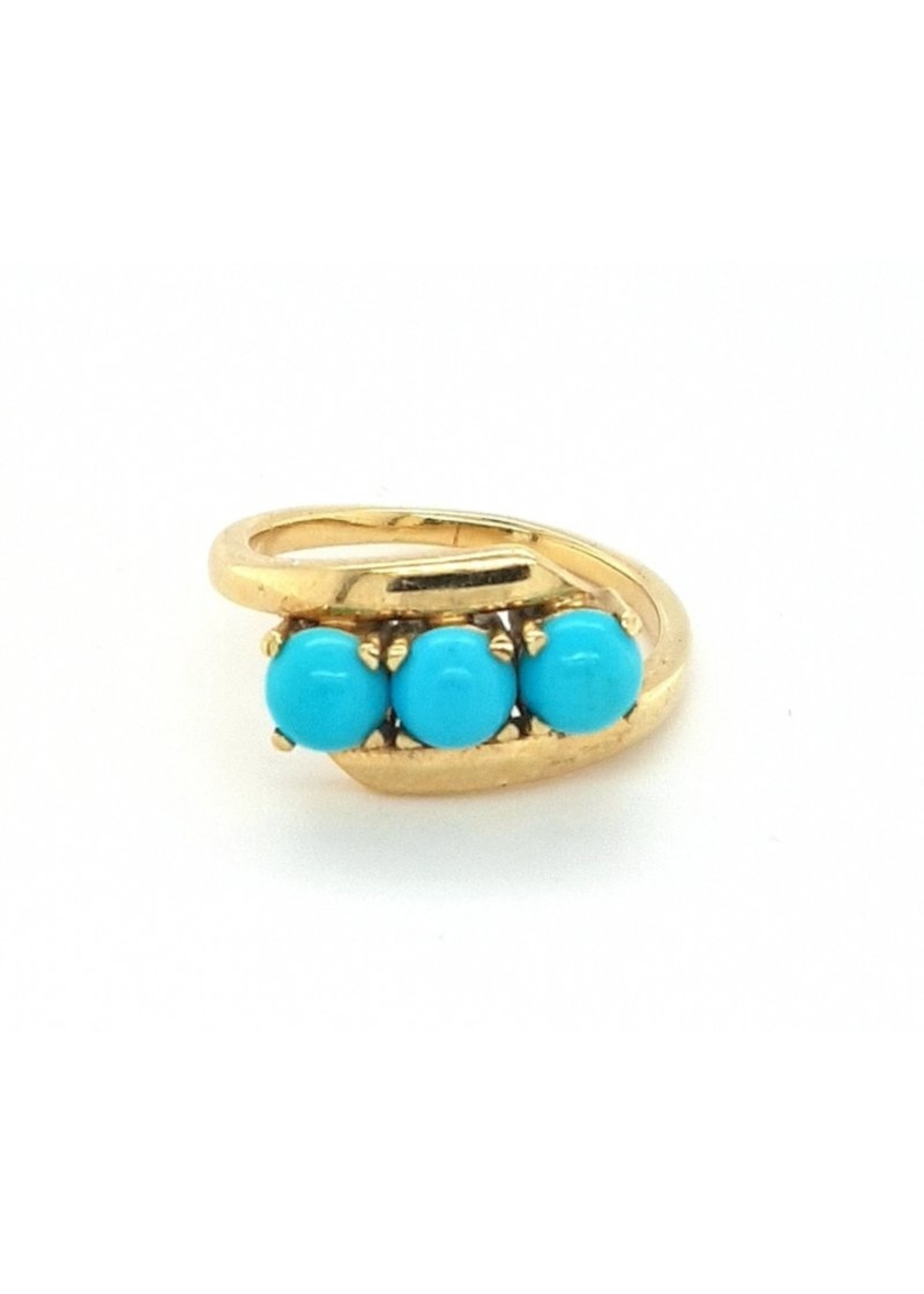 Vintage & Occasion Occasion gouden ring met 3 turkooizen