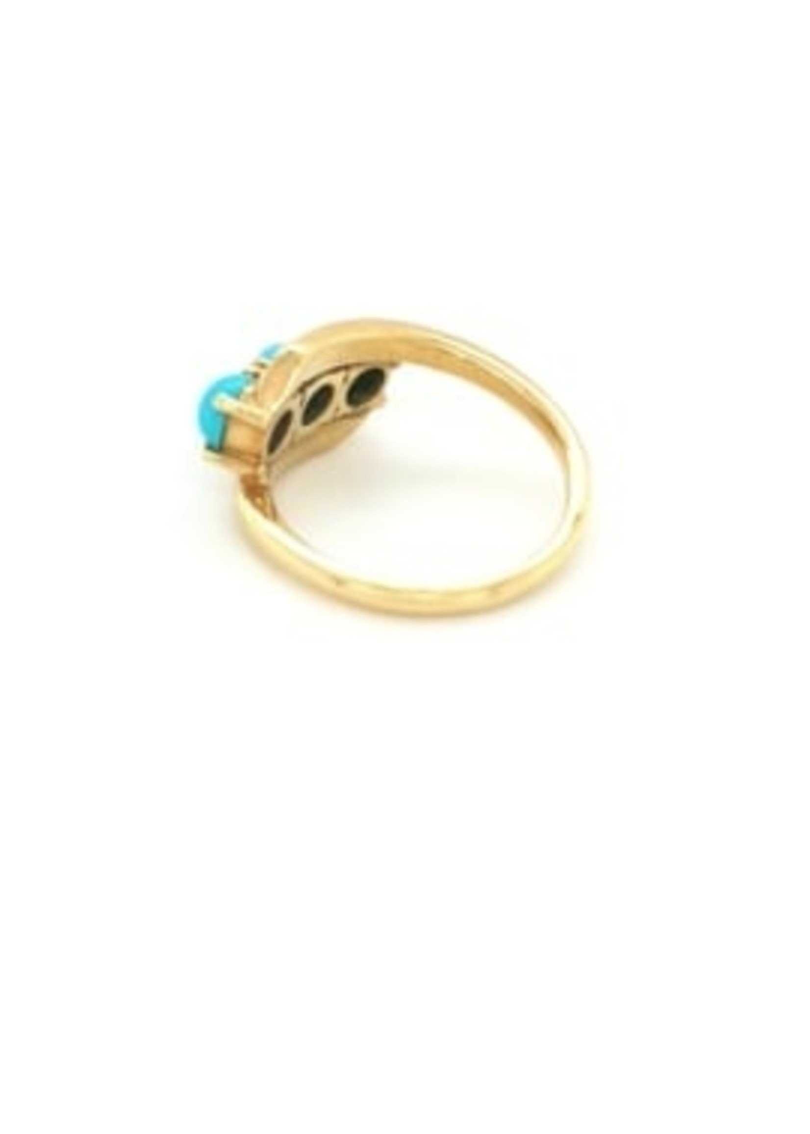 Vintage & Occasion Occasion gouden ring met 3 turkooizen