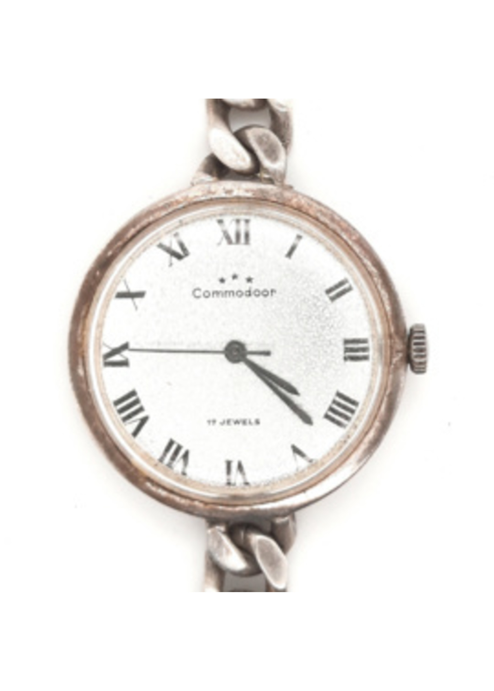 Vintage & Occasion Occasion zilveren Commodoor horloge met schakelband
