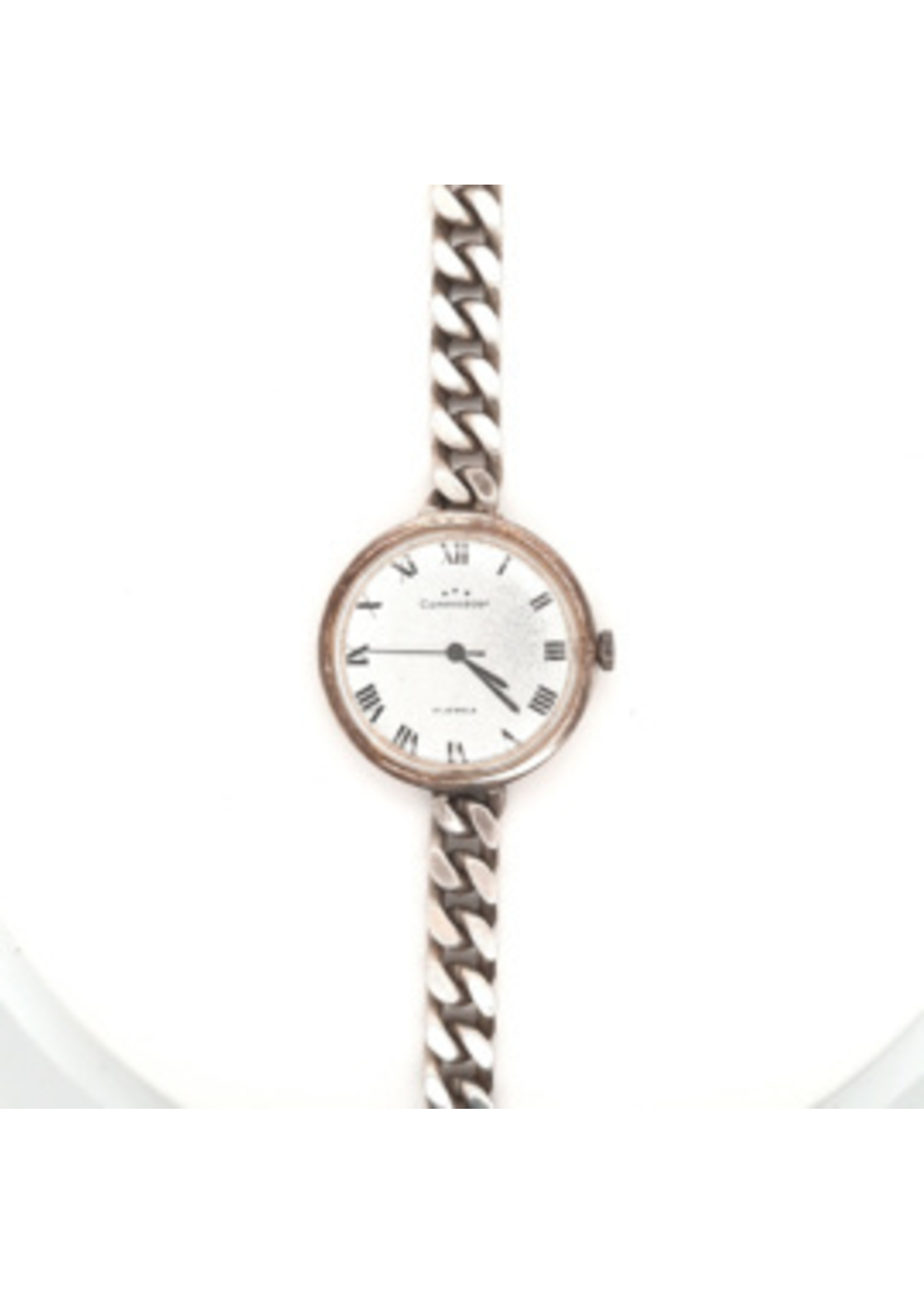 Vintage & Occasion Occasion zilveren Commodoor horloge met schakelband