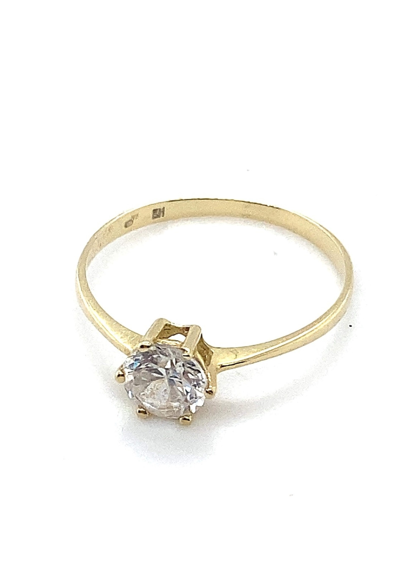 Vintage & Occasion Occasion geelgouden solitair ring met zirkonia