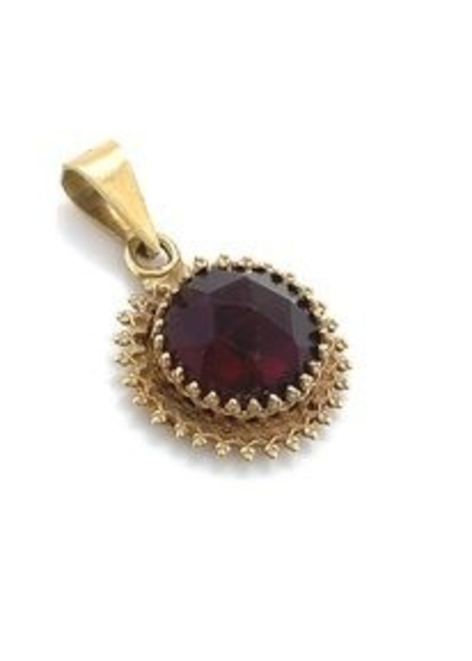 Vintage & Occasion Gouden hanger rond granaat gefaceteerd