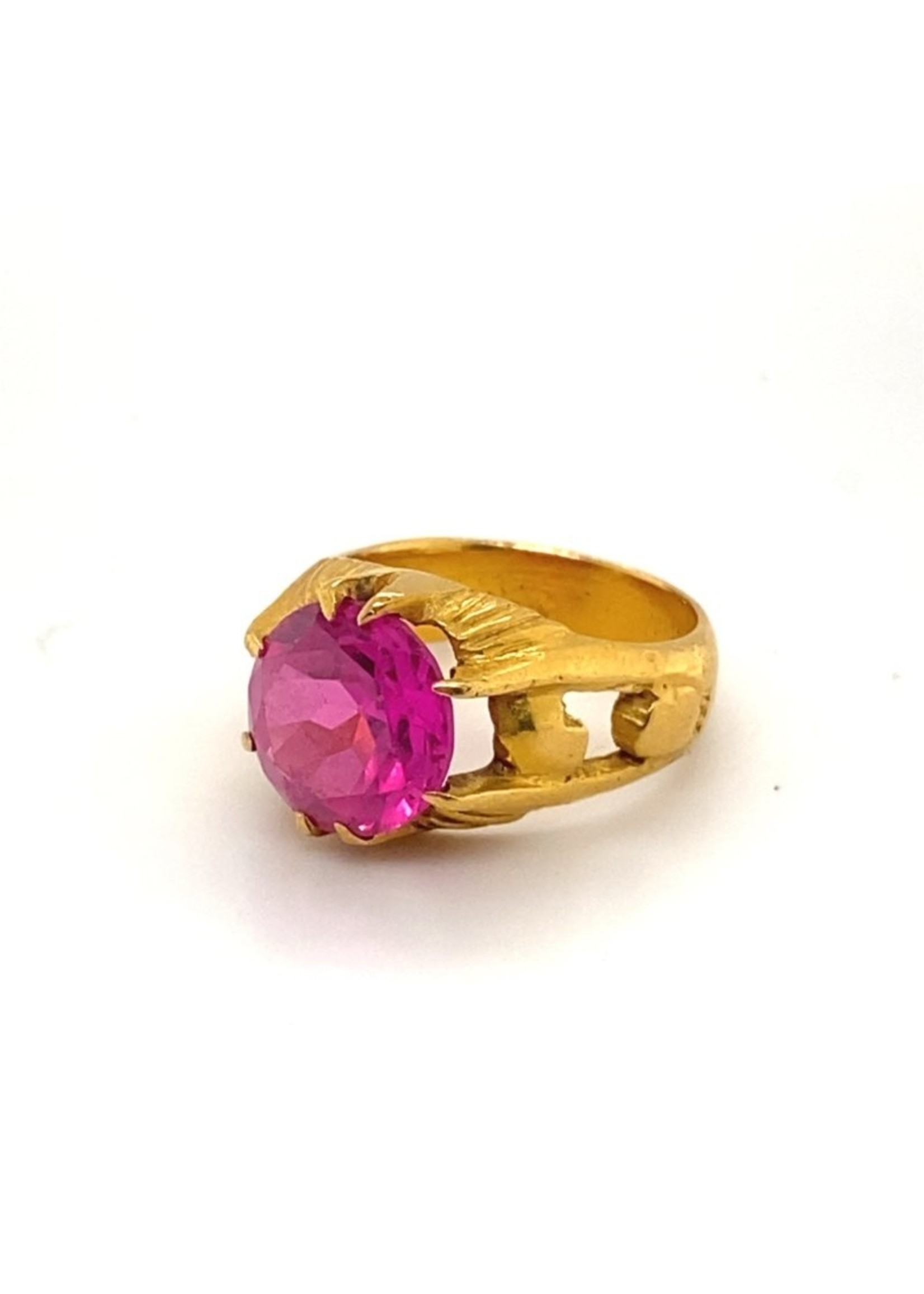 Vintage & Occasion Occasion Chinese geelgouden ring met robijn