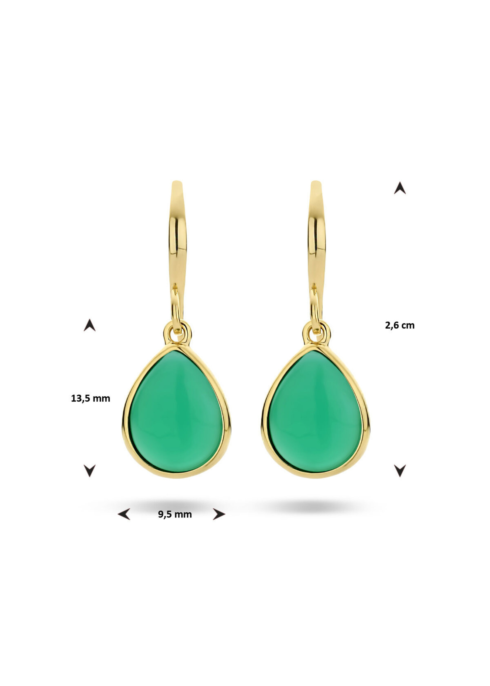 Cataleya jewels Cataleya Jewels Oorhangers Groen Agaat Franse Haak Zilver