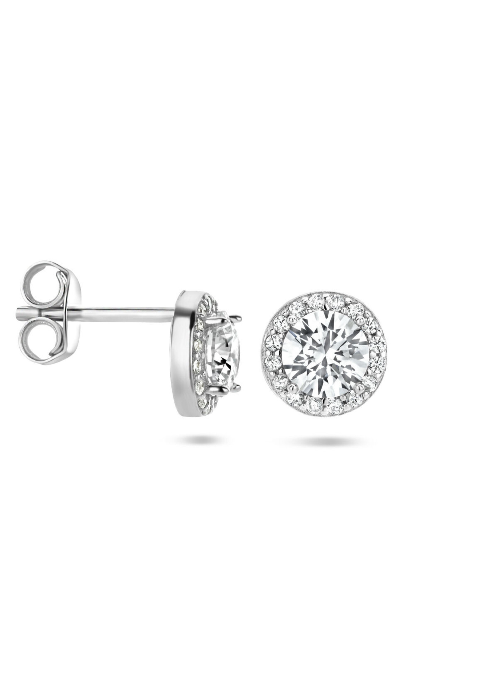 Cataleya jewels Cataleya Jewels Oorknoppen Zirkonia Halo Zilver