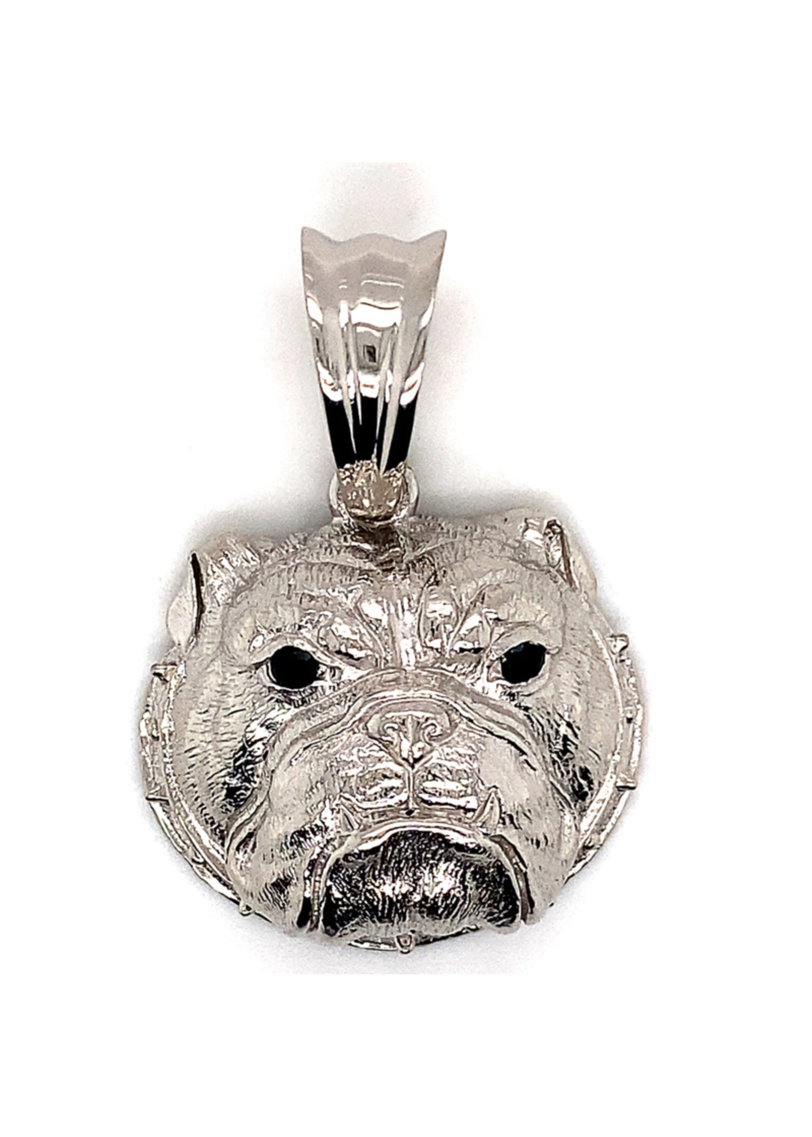 Vintage & Occasion Zilveren grote hanger van een bulldog