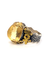 Vintage & Occasion Occasion handgemaakte ring met grote lemonkwarts