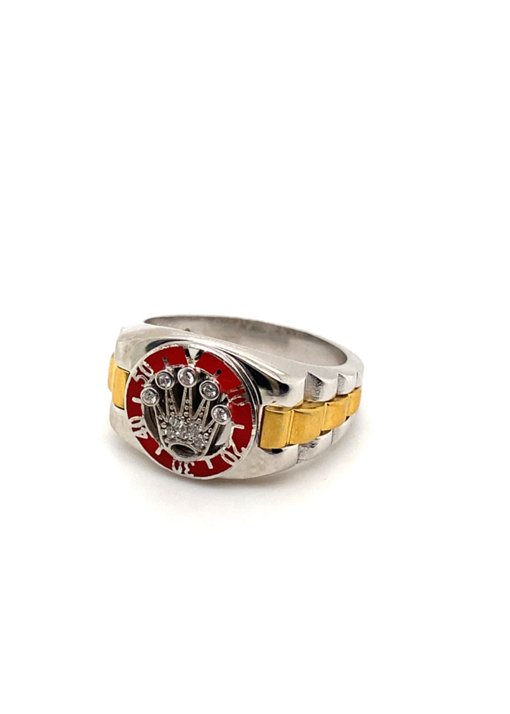 Vintage & Occasion Zilveren bicolor ring Crown Collectie