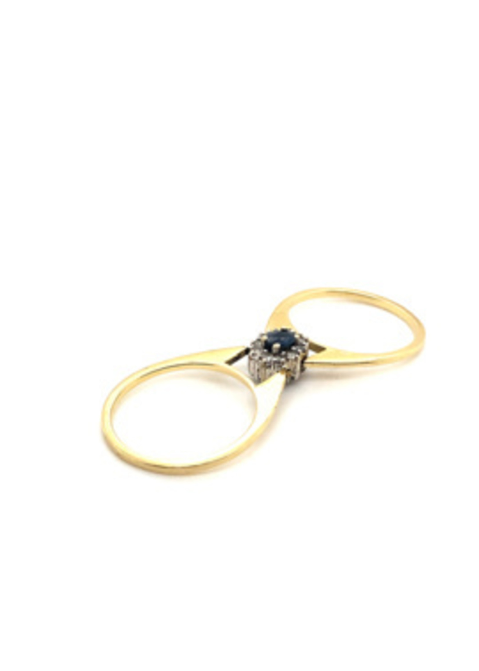 Vintage & Occasion Occasion wisselbare bicolor entourage ring met saffier, smaragd en diamant