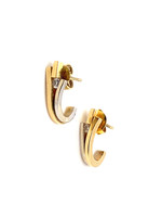 Occasion bicolor gouden oorknoppen met diamant 0.10ct