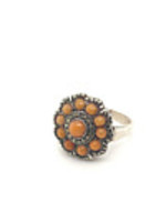 Vintage & Occasion Occasion zilveren bewerkte ring met koraal en markasiet