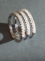 Vintage & Occasion Occasion zilveren 3 rijen ring met zirkonia's