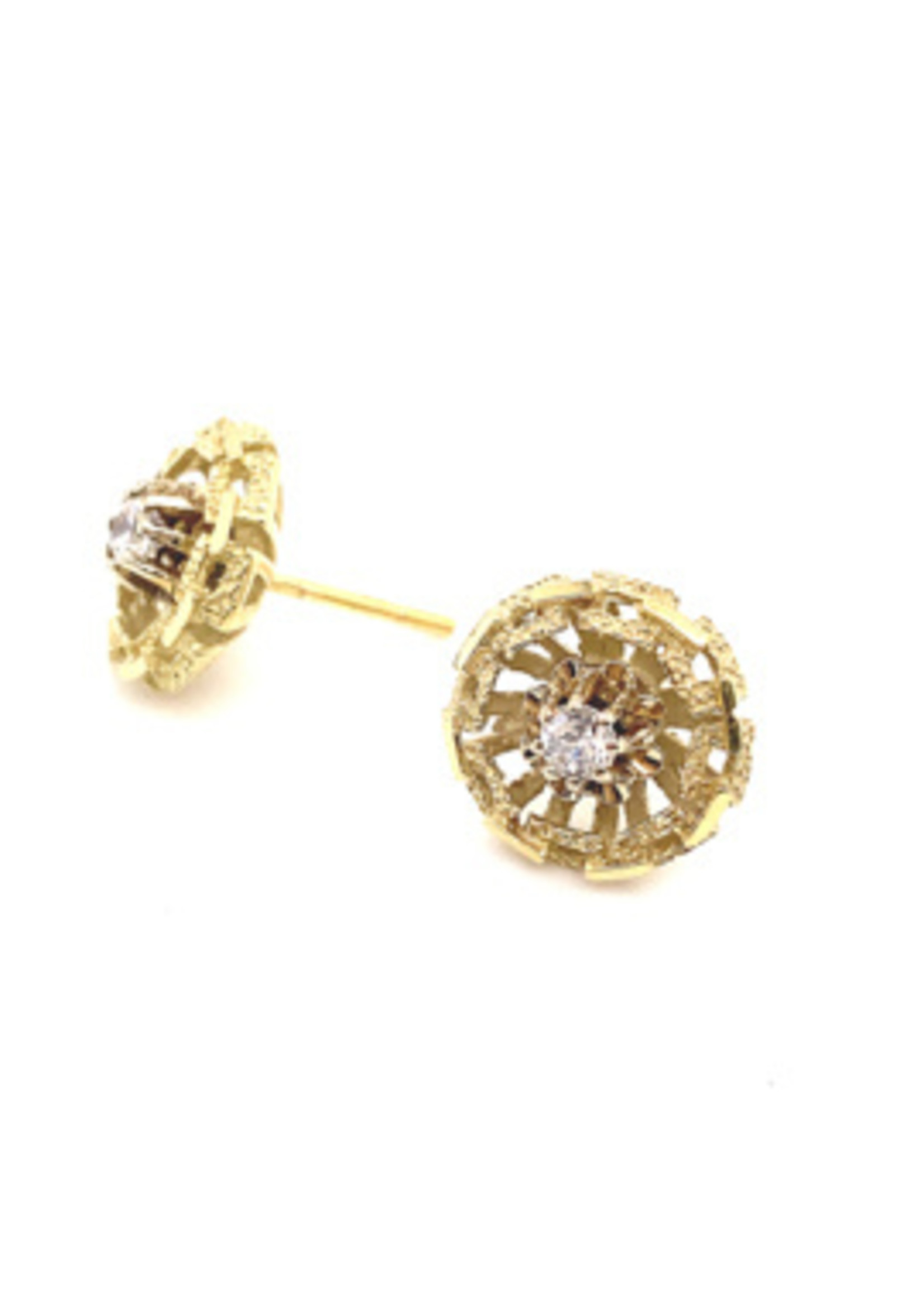 Vintage & Occasion Occasion grote gouden opengewerkte oorknoppen met diamant 0.20ct VSI-H