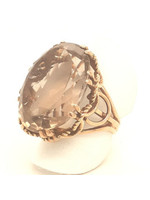 Vintage & Occasion Occasion vintage Art Deco ring met grote rookkwarts