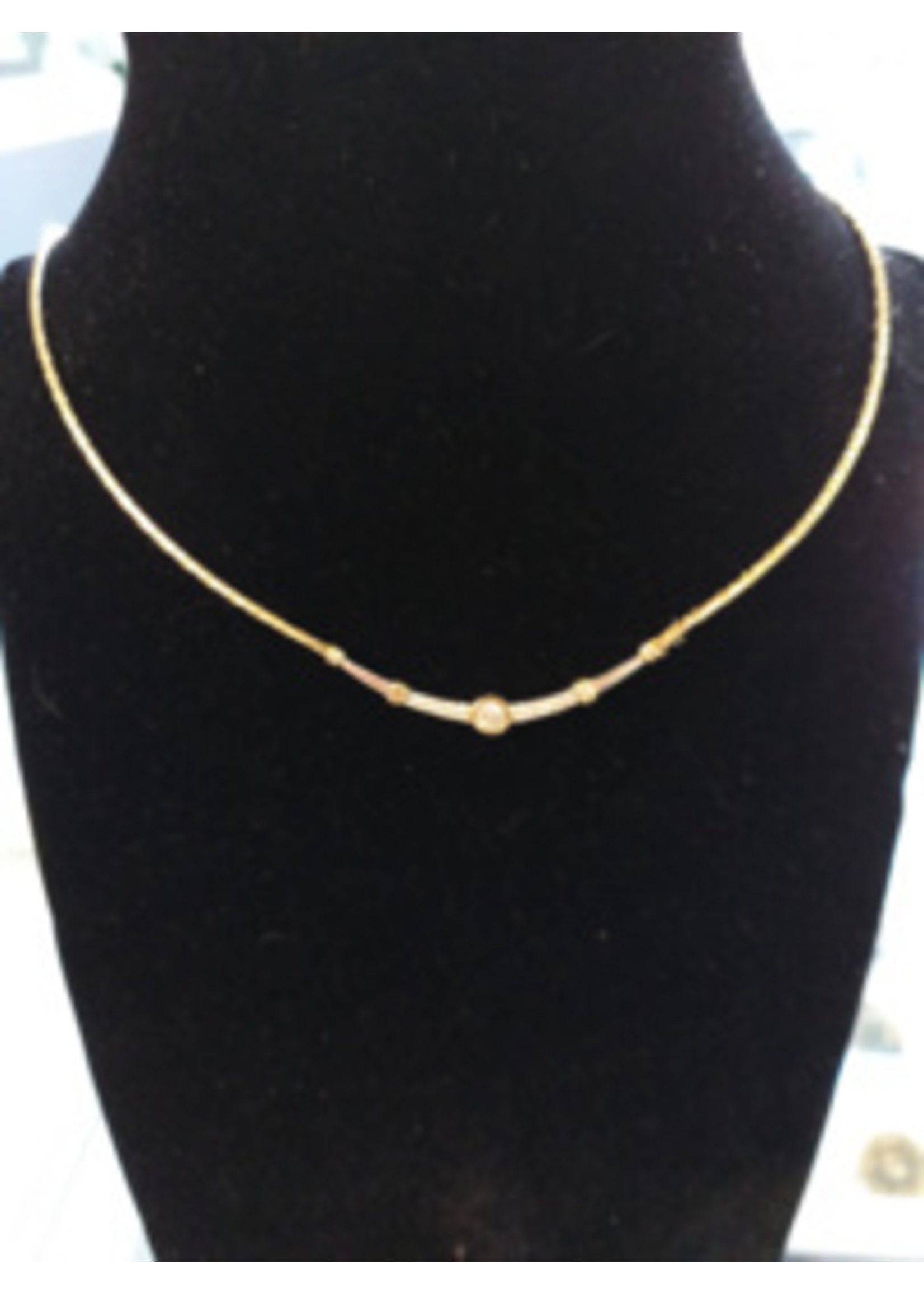 Vintage & Occasion Occasion bicolor gouden choker bezet met diamant 0.43ct