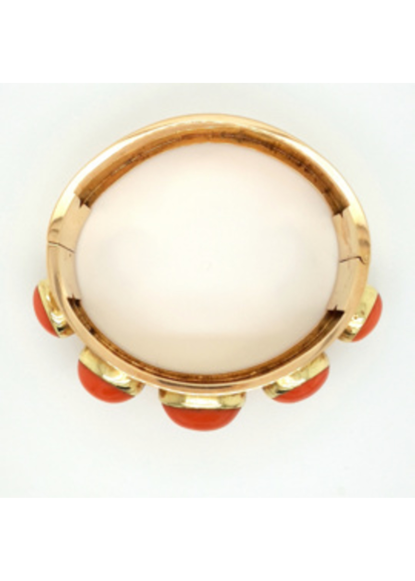 Vintage & Occasion Occasion prachtige gouden bangle  met bloedkoraal