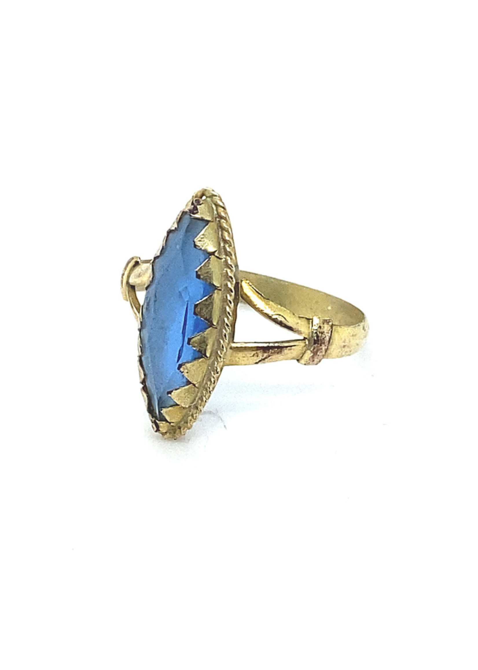 Decimale Pathologisch Wees Occasion gouden ring met blauwe steen - Maxgoud