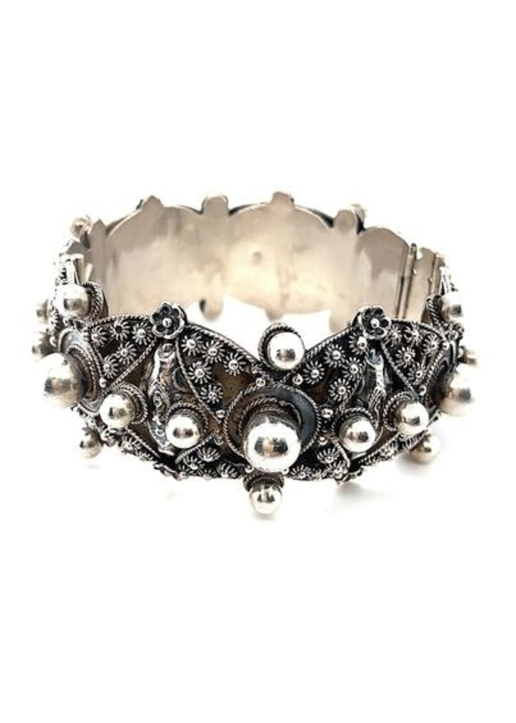 Vintage & Occasion Occasion zilveren bangle met filigrain en bolletjes