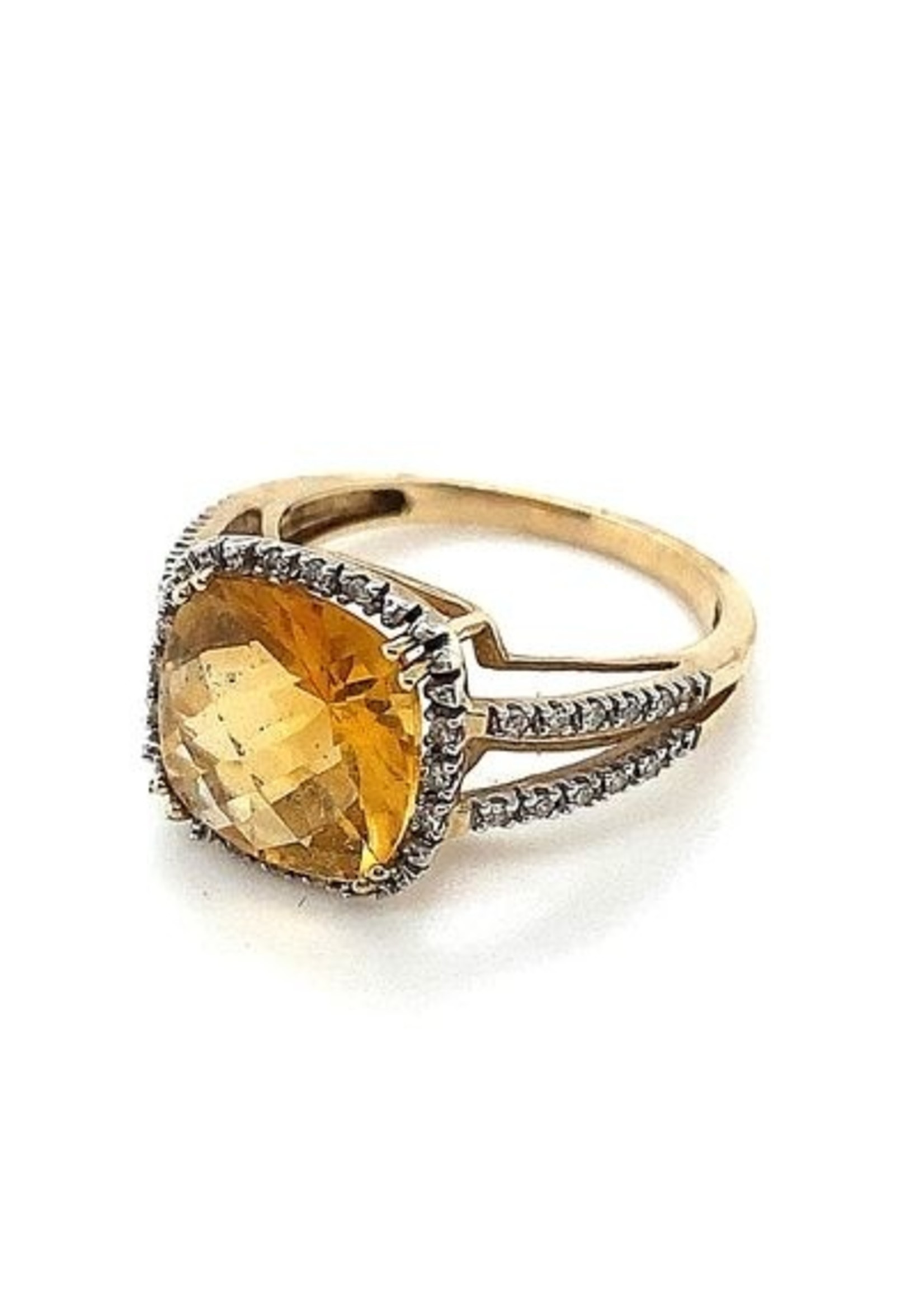 Vintage & Occasion Occasion ring met citrien en diamant