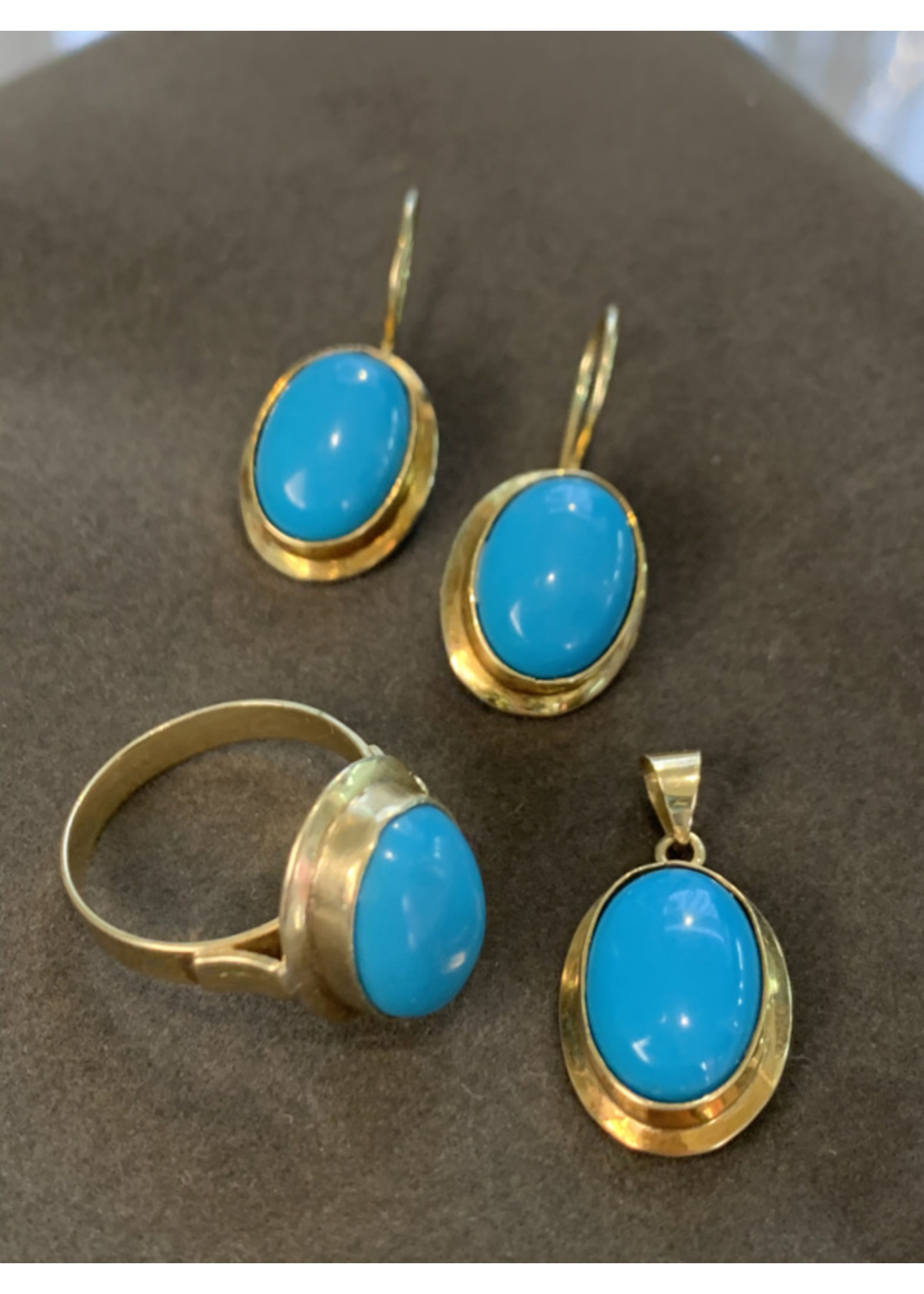 Vintage & Occasion Occasion gouden 14k  set met turkoois edelstenen