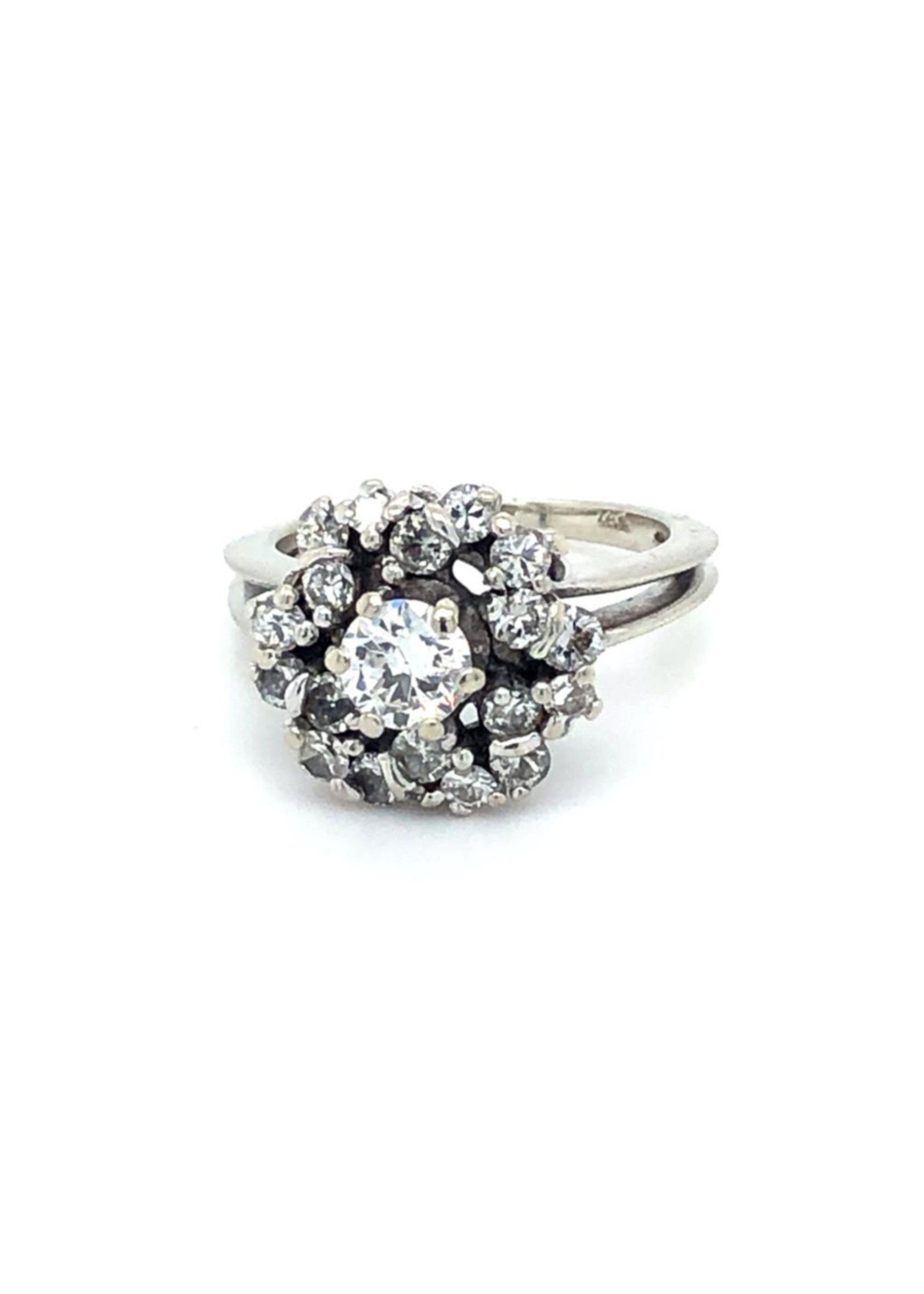 Vintage & Occasion Occasion witgouden rozet ring met diamant circa 1.25ct