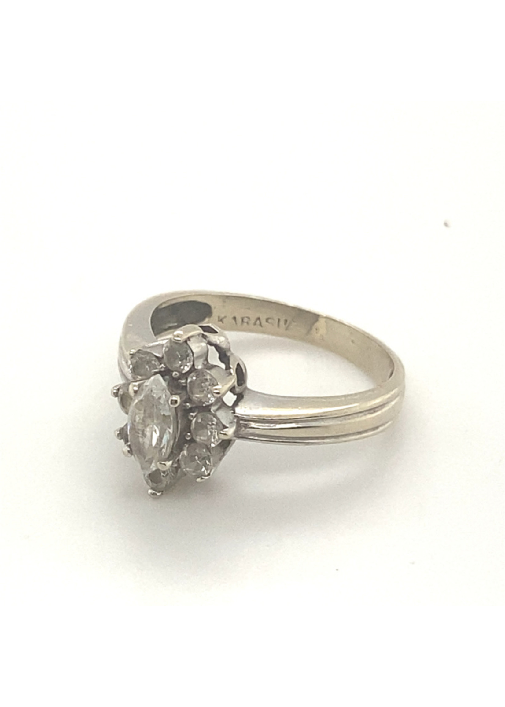 Vintage & Occasion Occasion  14k witgouden ring met zirkonia's