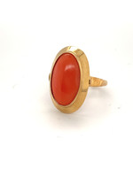 Vintage & Occasion Occasion gouden ring met bloedkoraal