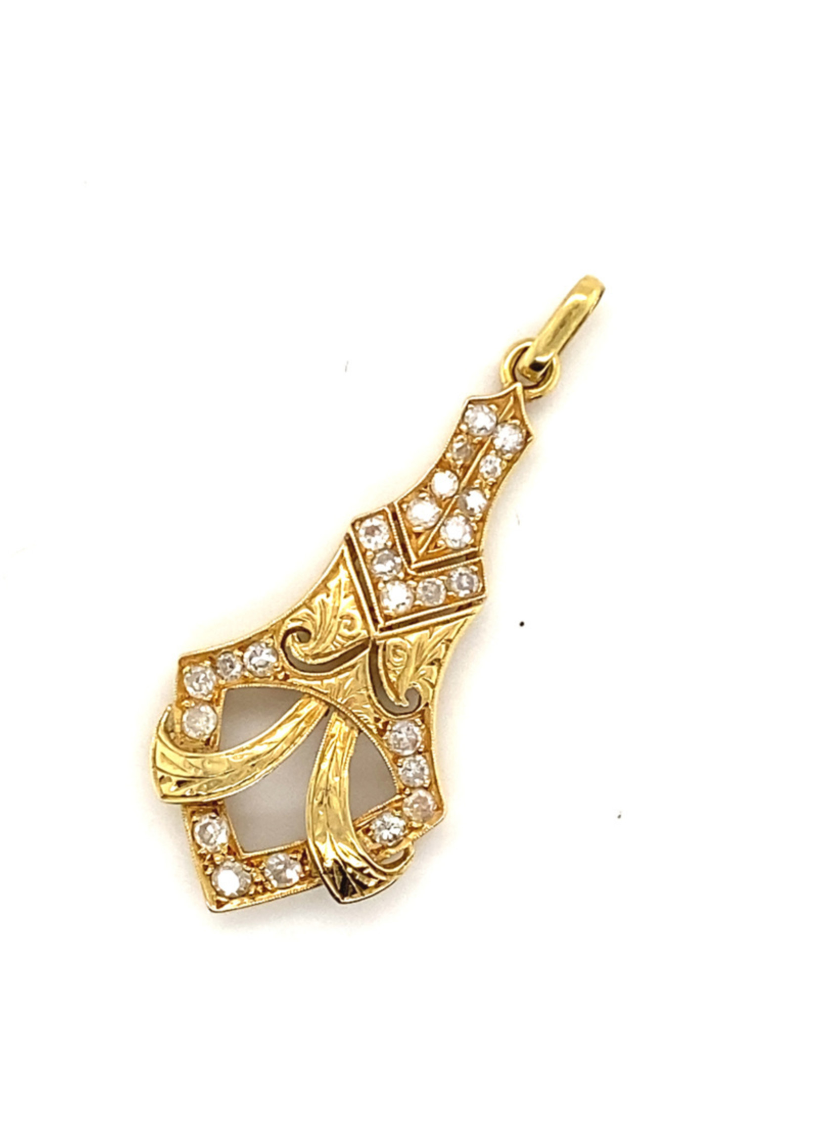 Vintage & Occasion Occasion antieke gouden hanger met diamant