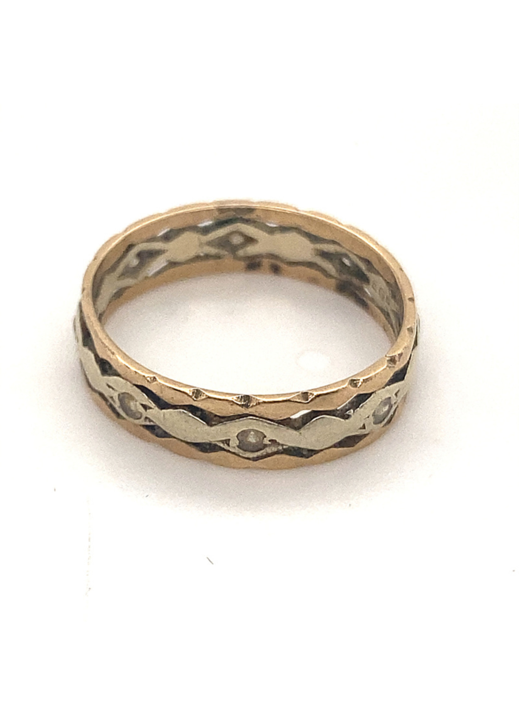 Vintage & Occasion Occasion bicolor gouden gefacetteerde ring