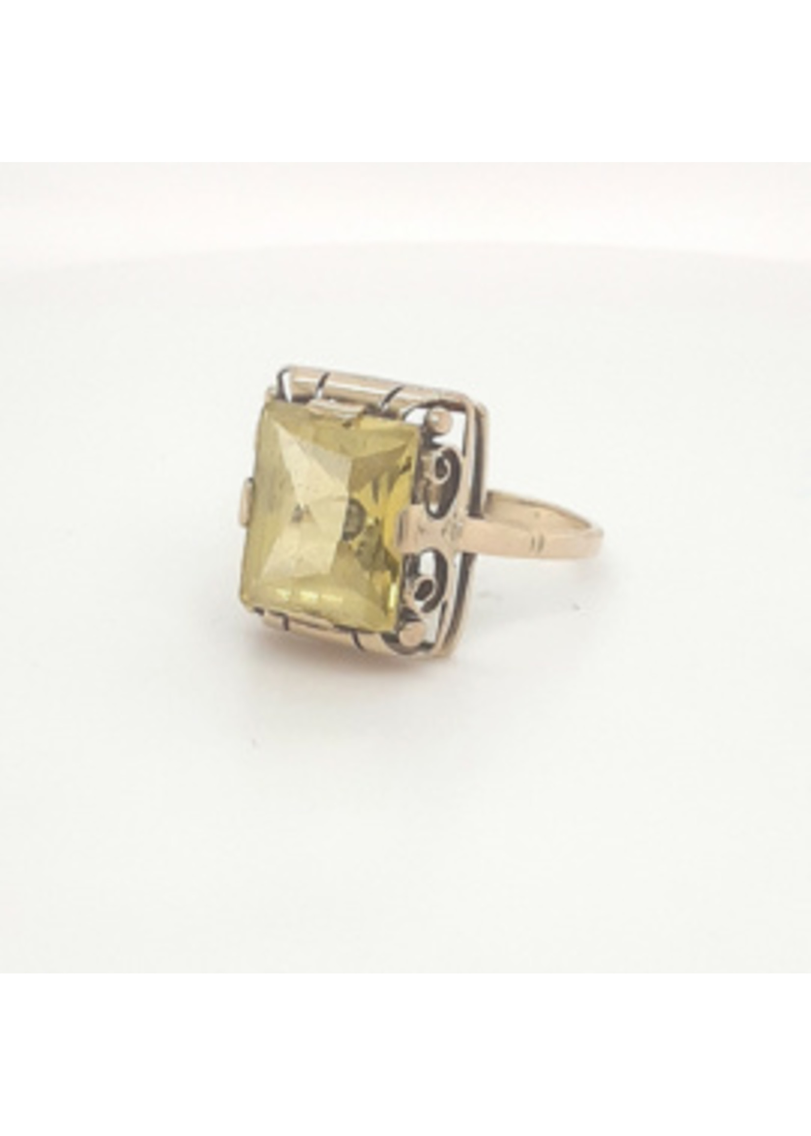 Vintage & Occasion Occasion vintage Art Deco ring met gele steen