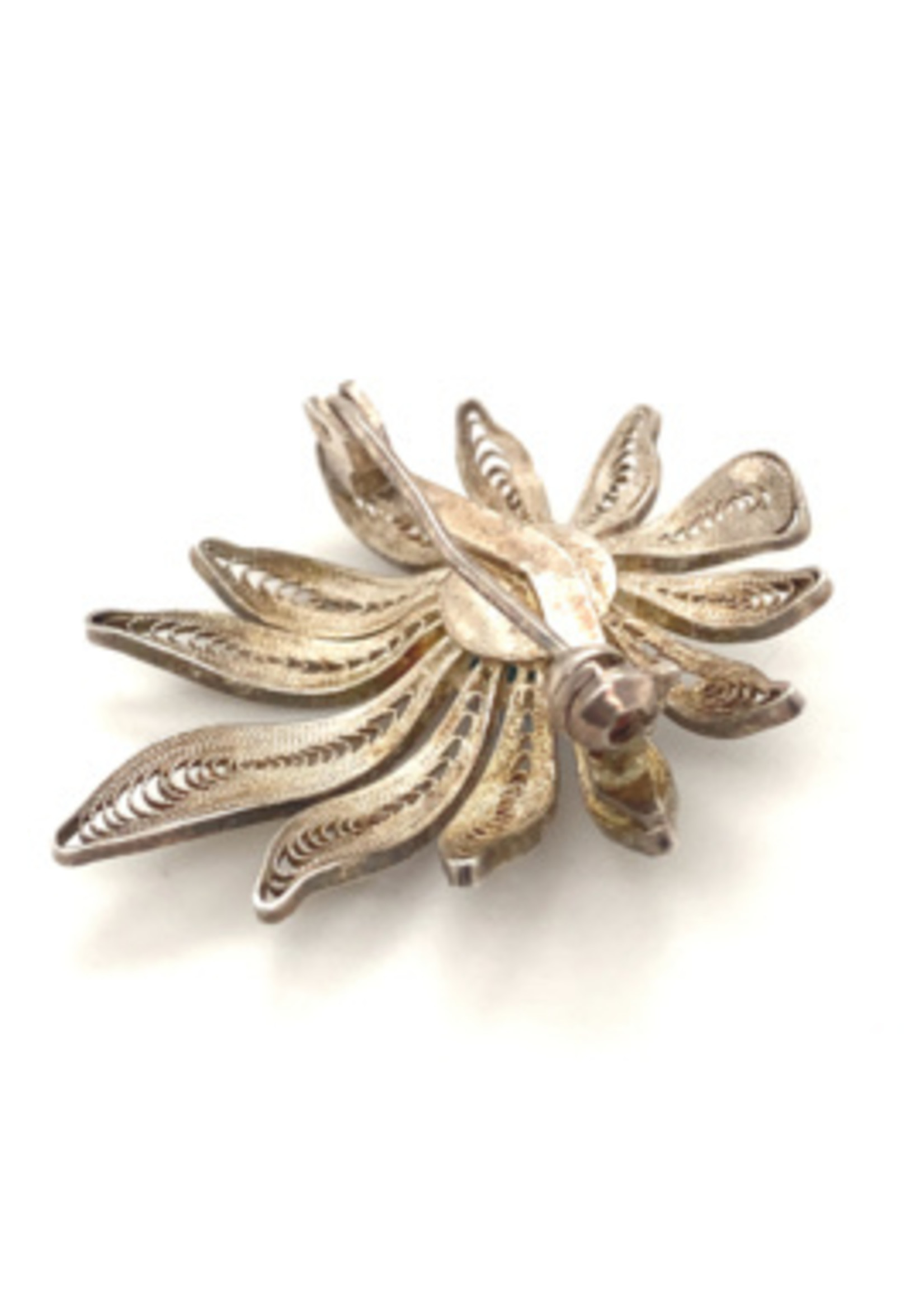 Vintage & Occasion Occasion zilveren filigrain broche met turkoois