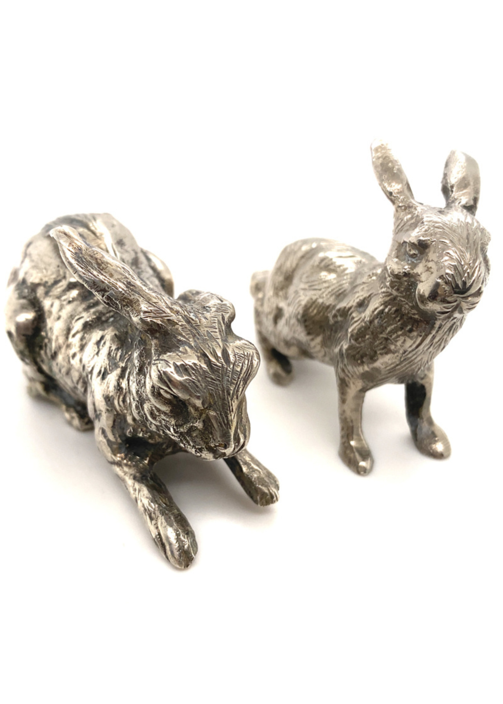 Vintage & Occasion Occasion set van 2 zilveren konijnen gemaakt door Zilverfabriek Haarlem